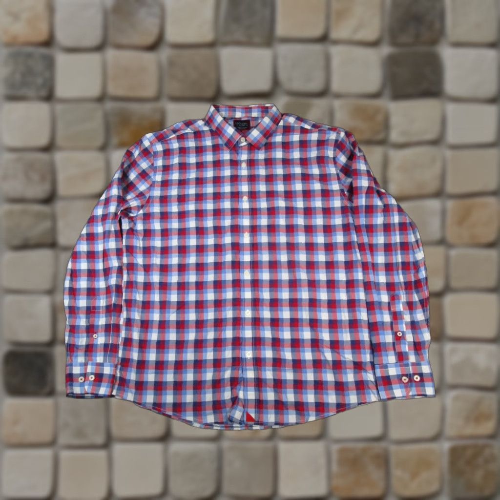UNTUCKit UNTUCKit Stever Hill Shirt Mens XL Red White Blue Button Up Size US XL / EU 56 / 4 - 1 Thumbnail