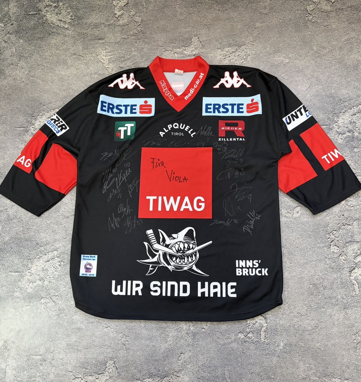 Kappa Team Signed HC Innsbruck Kappa Hockey Jersey #57 Clark XL Size US XL / EU 56 / 4 - 1 Thumbnail