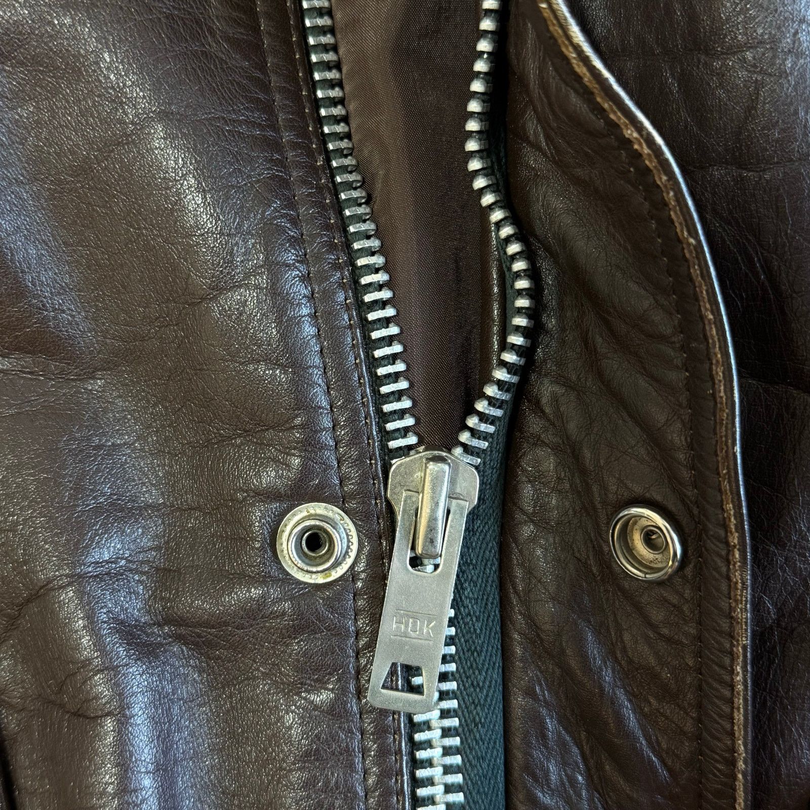 Vintage 50s Brown Leather Flight Jacket HDK Zipper Mouton Collar Size US L / EU 52-54 / 3 - 10 Thumbnail