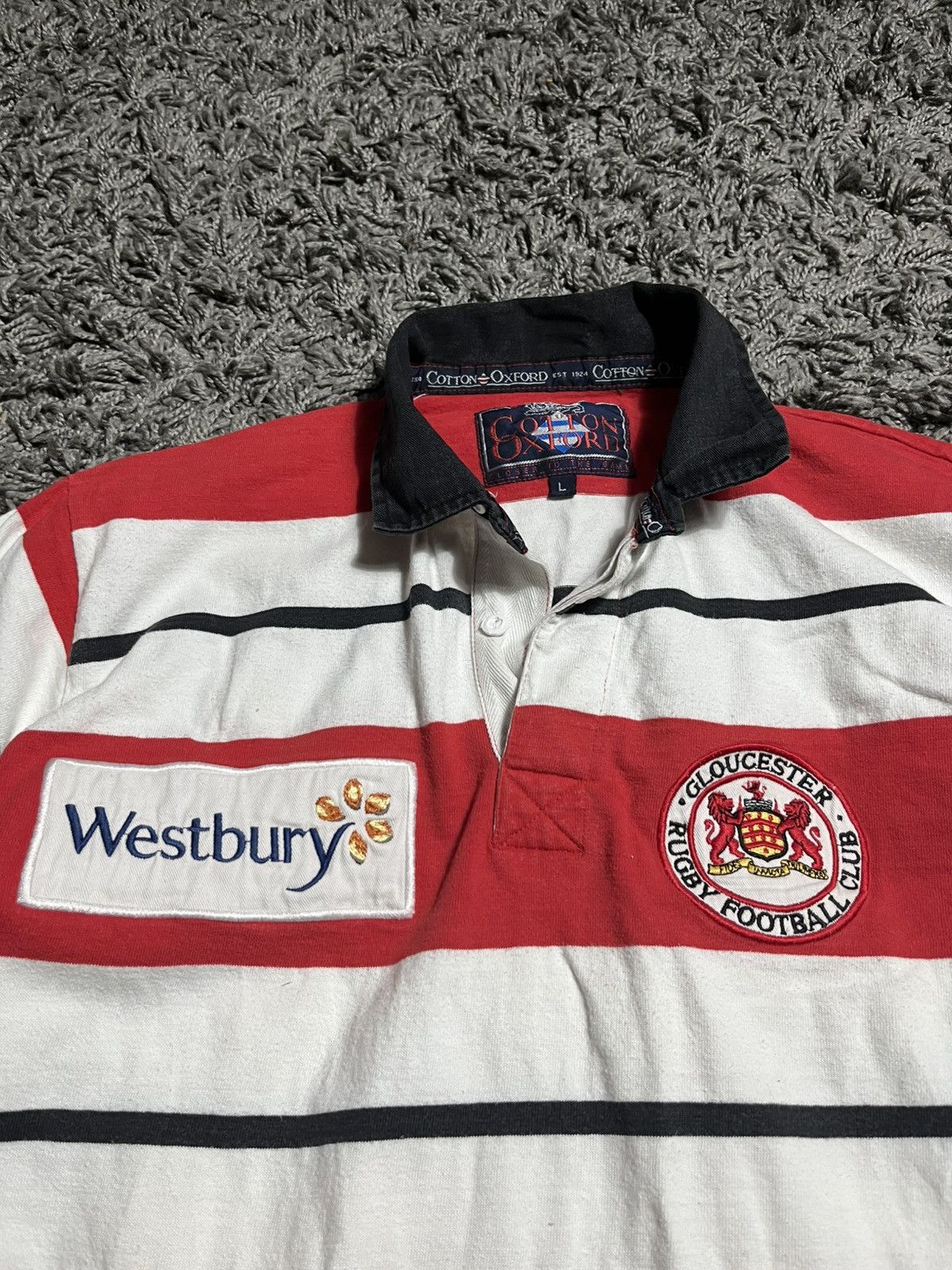Vintage GLOUCESTER RUGBY 1996/97 HOME COTTON JERSEY RARE Size US L / EU 52-54 / 3 - 2 Thumbnail