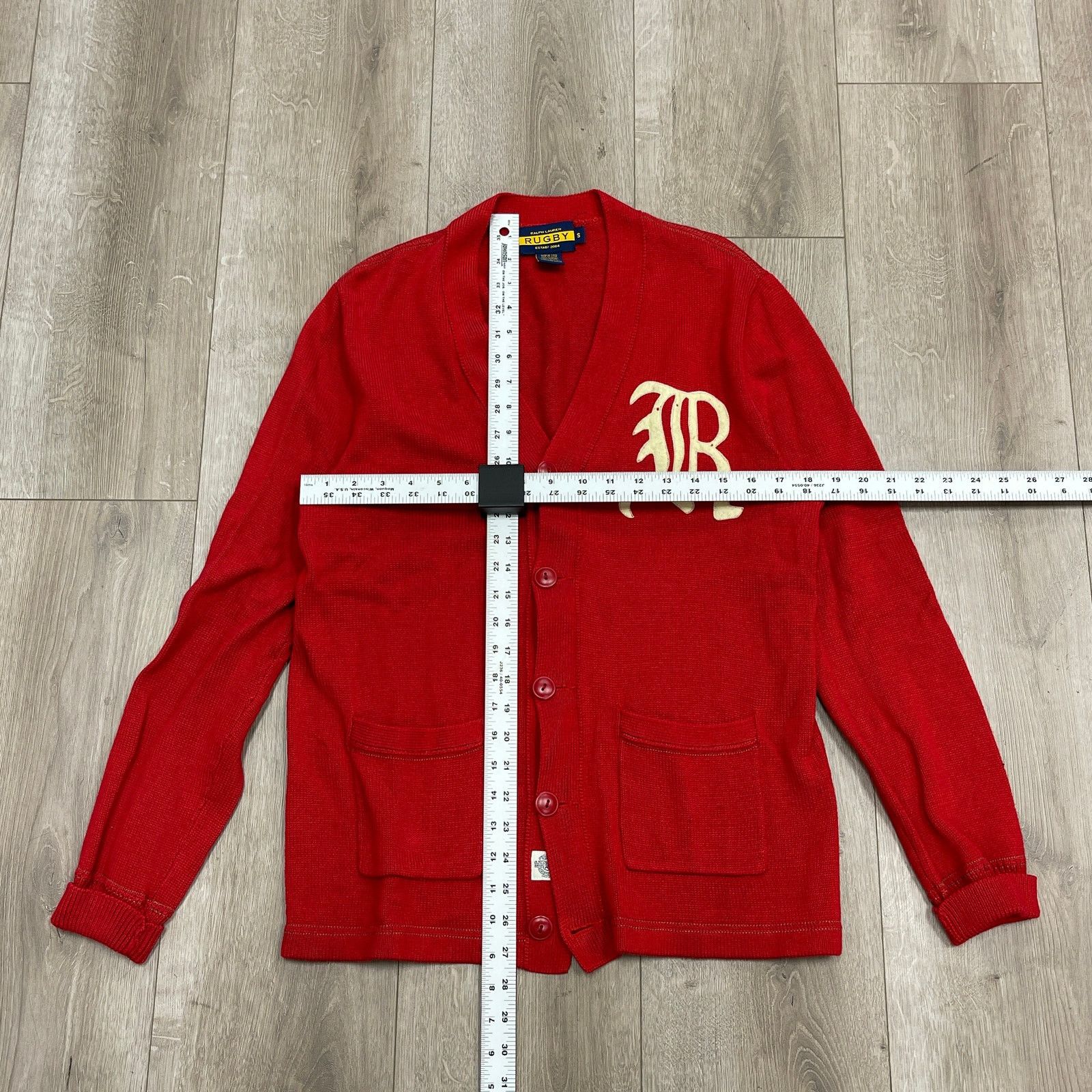 Rugby Ralph Lauren Varsity Letter Cardigan Red Size Small S