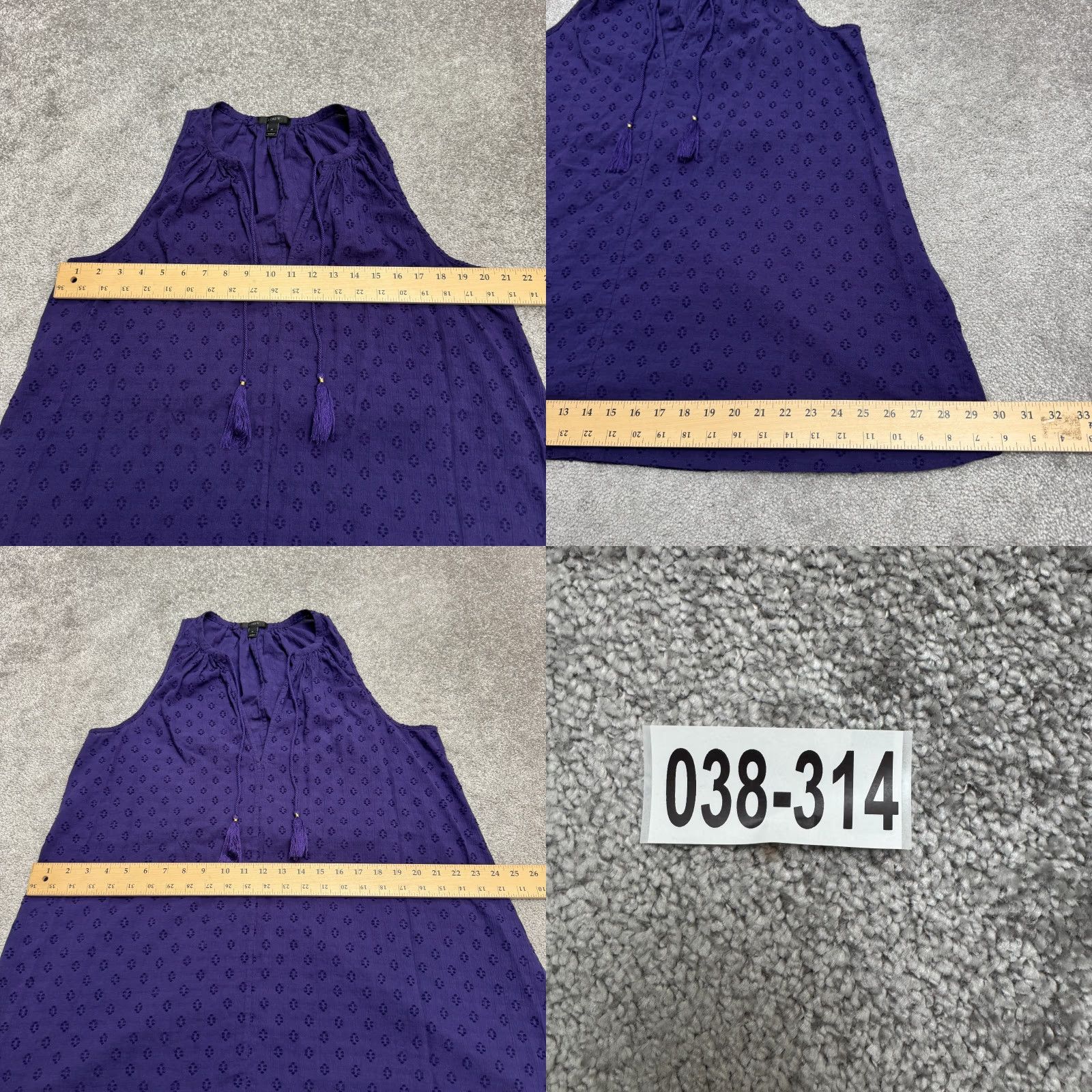J.Crew J.Crew Dress Womens Medium Purple Eyelet Tasseled Midi Shift Sleeveless Boho Size M / US 6-8 / IT 42-44 - 8 Thumbnail