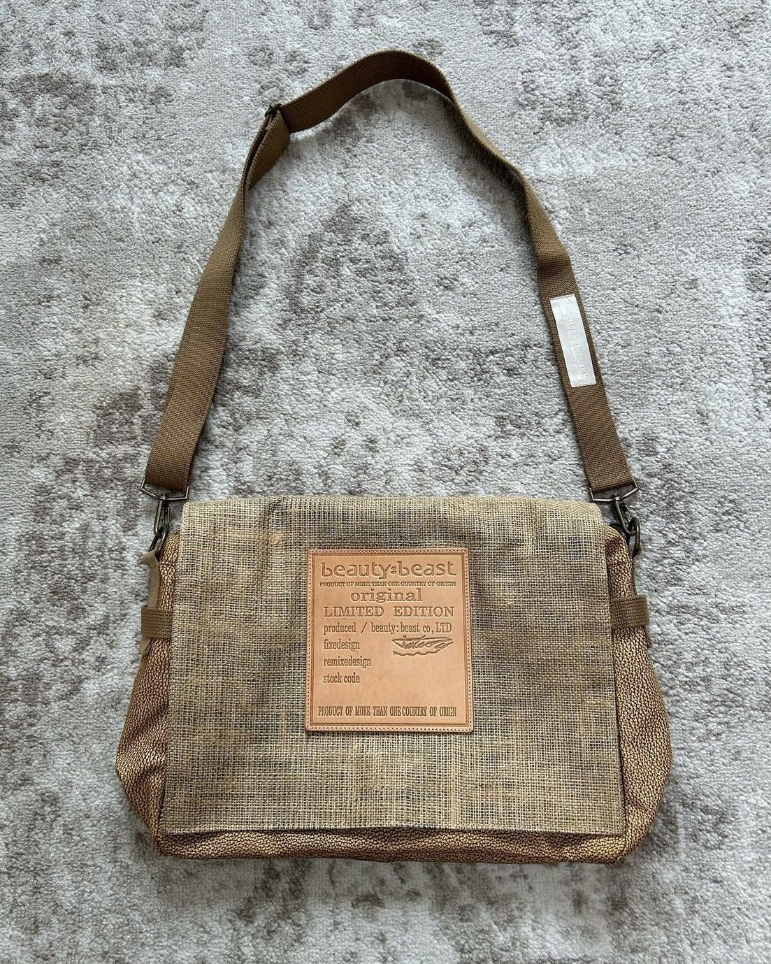 Beauty Beast Beauty:beast Ss98 Limited Edition Burlap Messenger Bag in Beige, Men's
