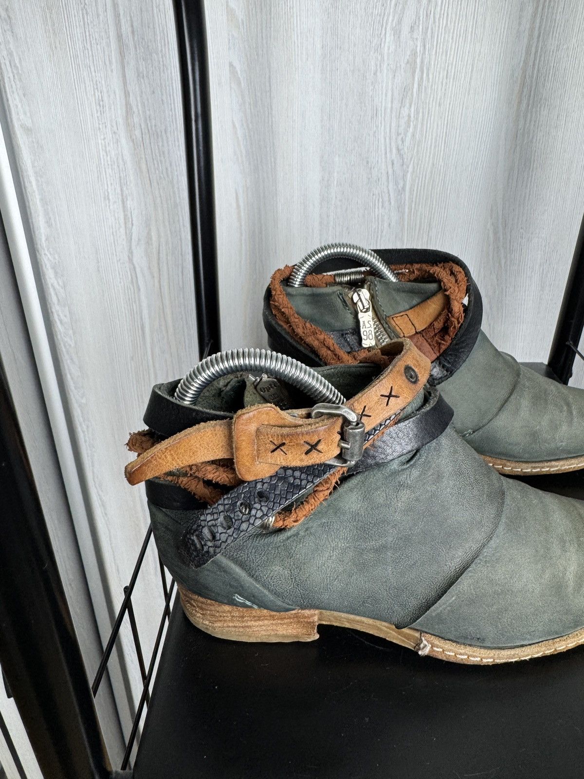 A.S.98 A.S 98 Boots Leather Women's Shoes Sage-Green Avant Garde Size US 7 / IT 37 - 4 Thumbnail
