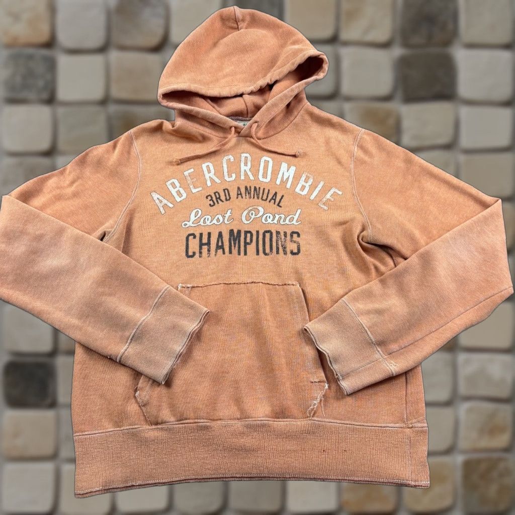 Abercrombie & Fitch VINTAGE Abercrombie & Fitch Hoodie Sweatshirt Womens S Orange Logo 90s Cotton Polyester Blended Pockets Embroidered Raised Letters Size S / US 4 / IT 40 - 1 Thumbnail