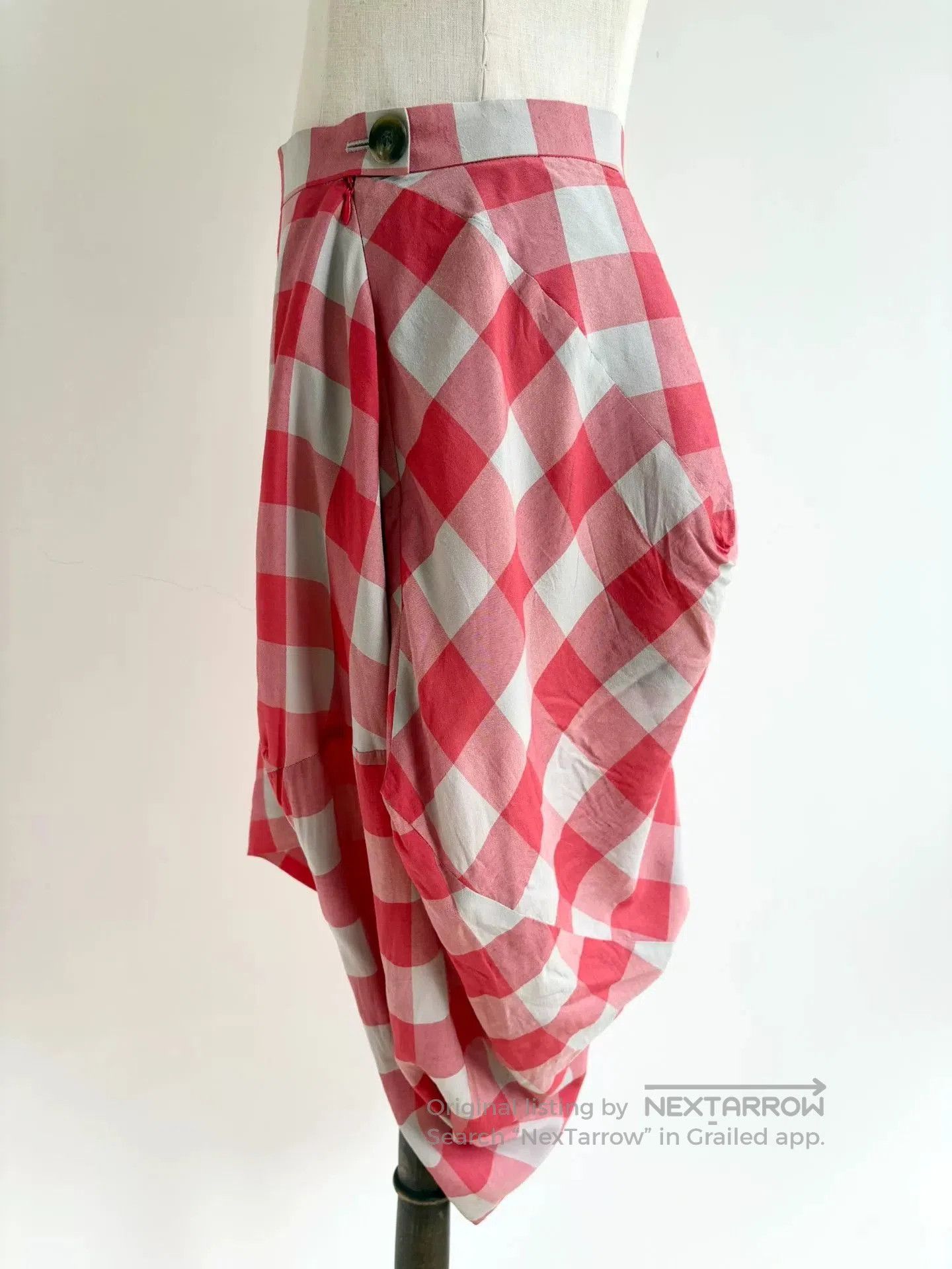 Vivienne Westwood Vivienne Westwood Vintage Red Gray Plaid Irregular Skirt. Size 39" - 4 Thumbnail