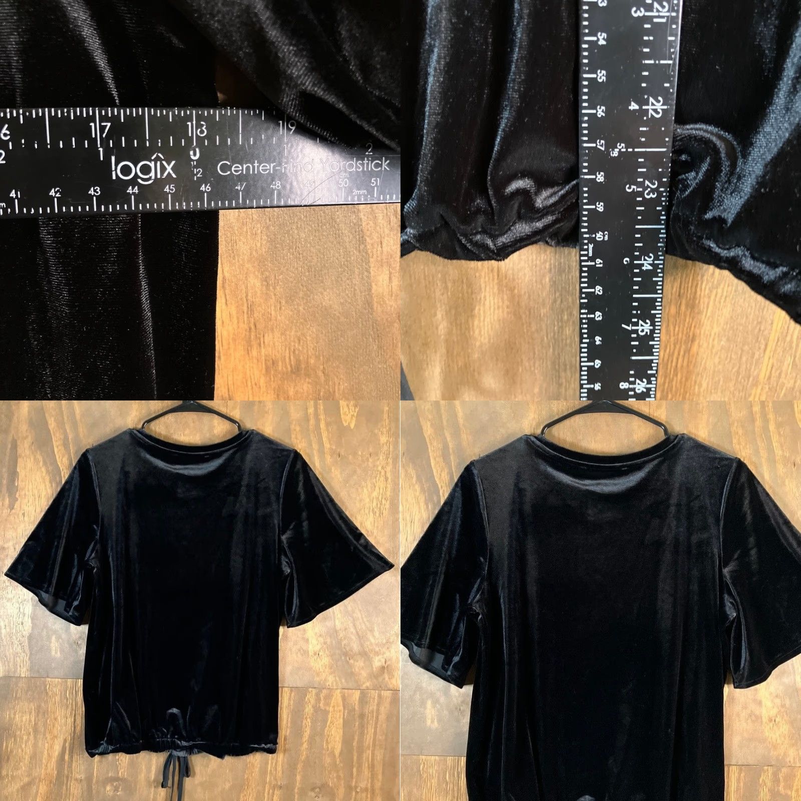 Loft LOFT Blouse Womens Black Velvet Crew Neck Tie Bottom Short Sleeve XS Size XS / US 0-2 / IT 36-38 - 8 Thumbnail