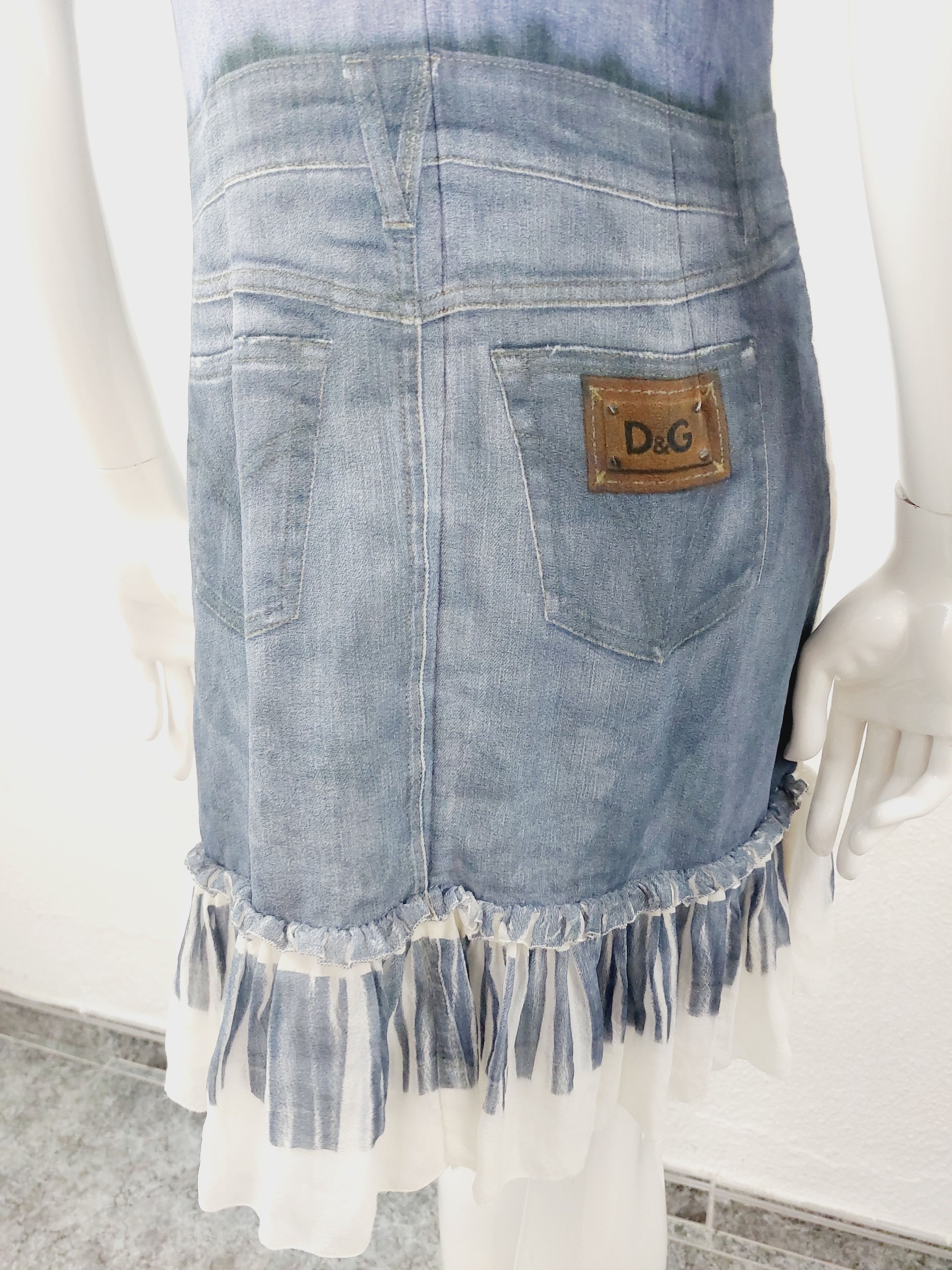 Dolce & Gabbana Dolce & Gabbana D&G Denim Optical Illusion Silk Dress Size M / US 6-8 / IT 42-44 - 12 Thumbnail