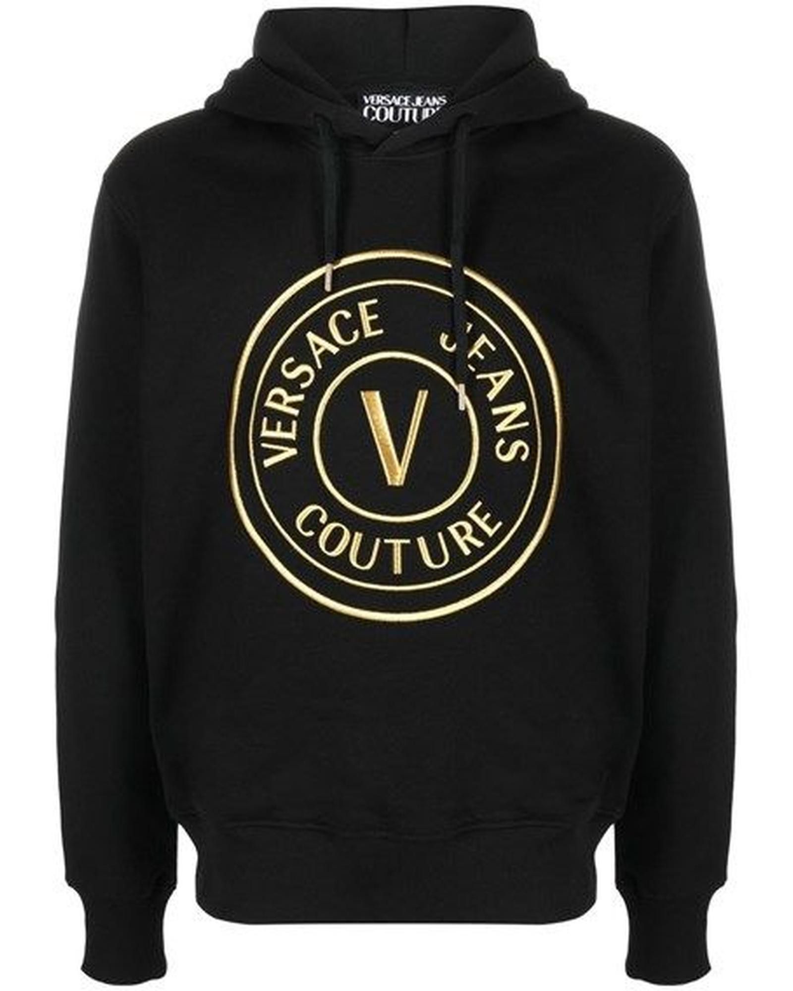 image of Versace Cotton Logo Details Sweatshirt in Black, Men's (Size Small)