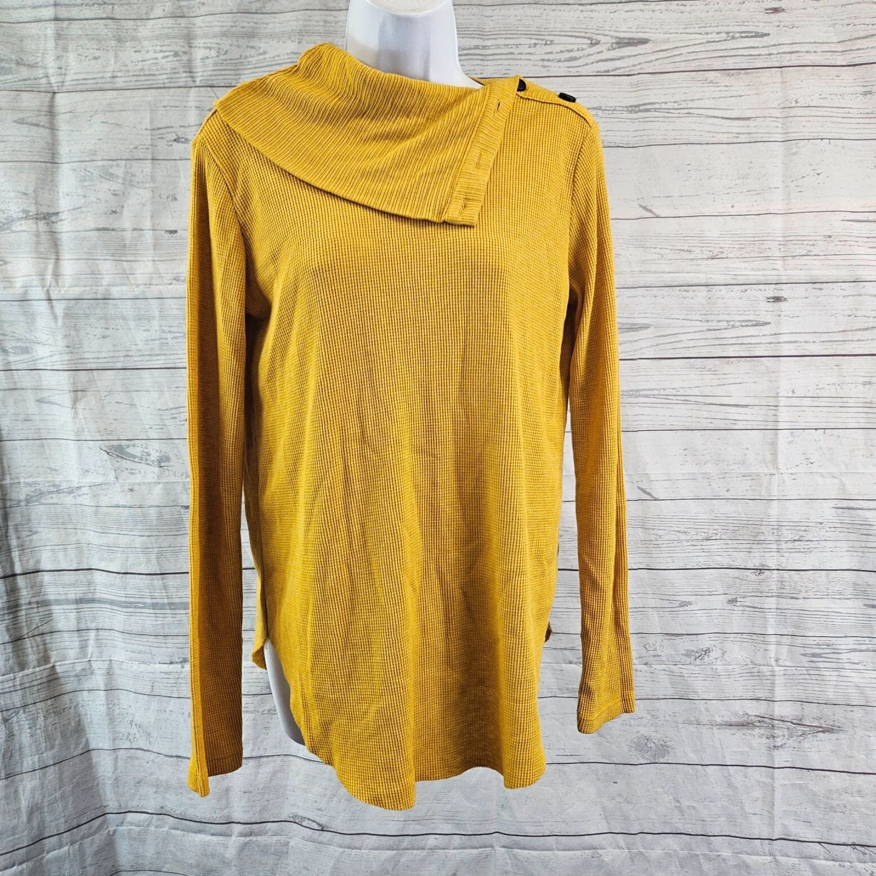 Michael Stars Michael Stars Womens Bibi Cowl Neck Top Sz Small Yellow Long Sleeve Size S / US 4 / IT 40 - 2 Thumbnail