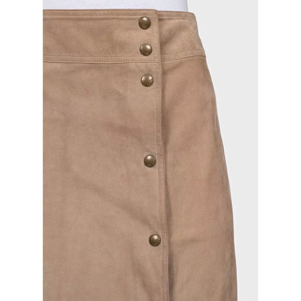 Celine Celine Beige Suede Snap Button Midi Skirt - EU36/S Size 26" / US 2 / IT 38 - 4 Thumbnail