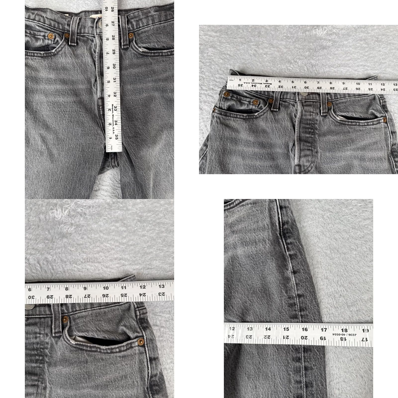 Levi's Levis Premium Jeans Womens 25 Black Denim Big E Wedgie Straight Mid Rise 24x25 Size 24" / US 00 / IT 34 - 9 Thumbnail