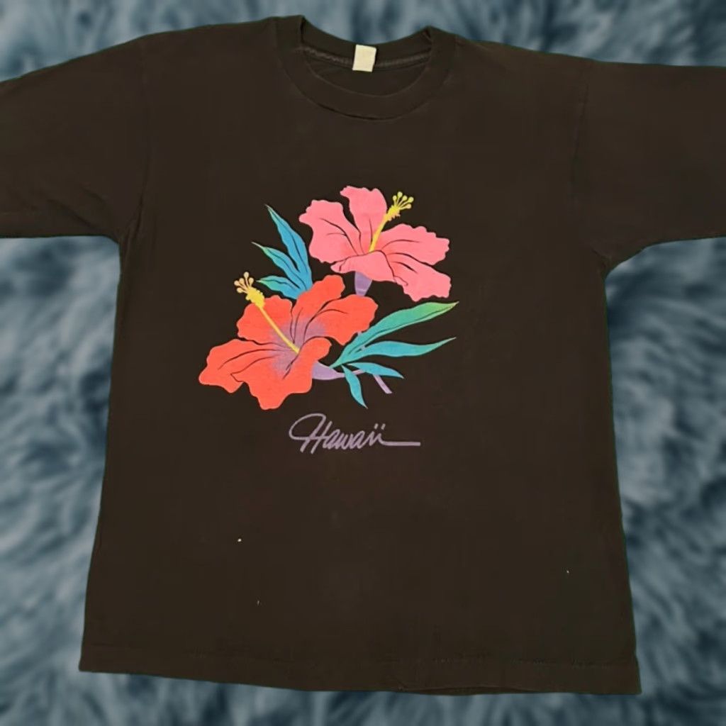 Logo 7 VINTAGE Hawaii Flower Floral Logo Hawaiian Surfer VTG Shirt Mens M Black Short Sleeve T-Shirt 90s 80s Logo Size US M / EU 48-50 / 2 - 1 Thumbnail