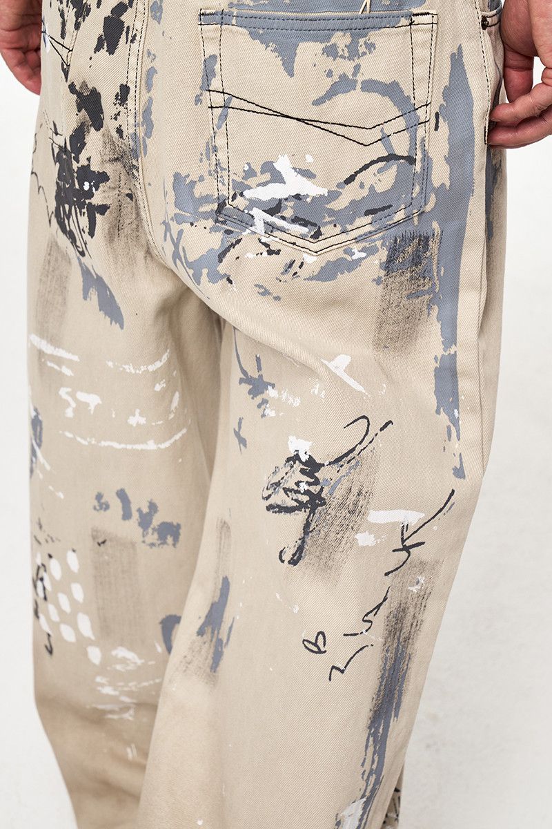 Vintage Painted Graffiti Baggy Jeans Streetwear Hip Hop Size US 33 - 6 Thumbnail