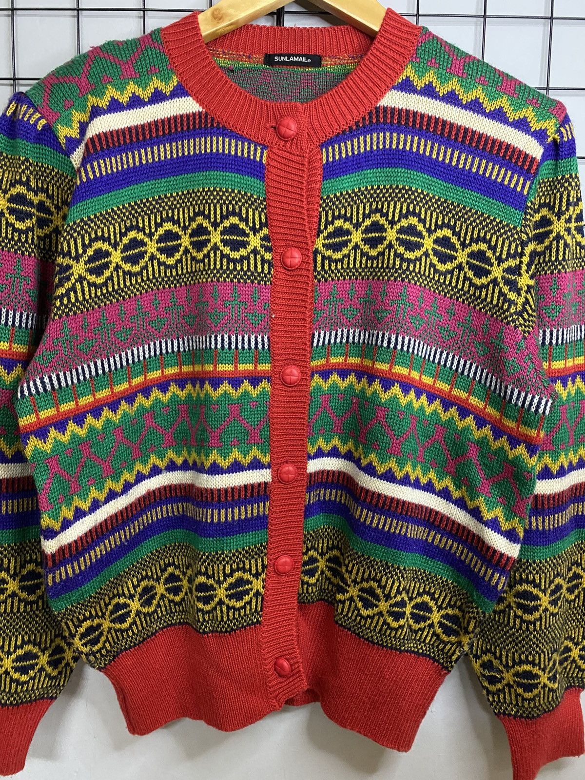 Aran Isles Knitwear × Japanese Brand × Vintage Vintage Cardigan Knitwear Sunlamail Size US L / EU 52-54 / 3 - 6 Thumbnail