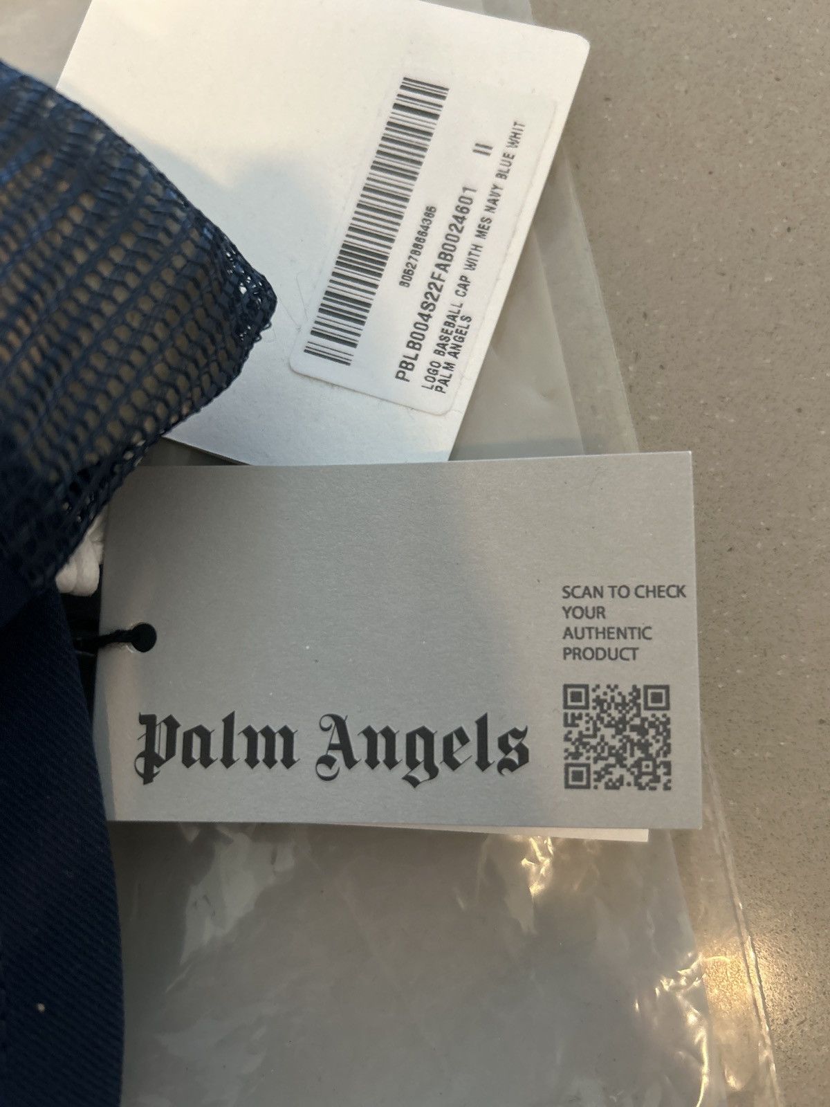 Palm Angels Navy Palm Angel Logo Kids Mesh Hat Size ONE SIZE - 2 Thumbnail