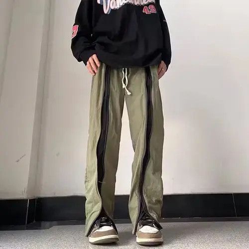 Mens Fashion Zipper Split Trousers