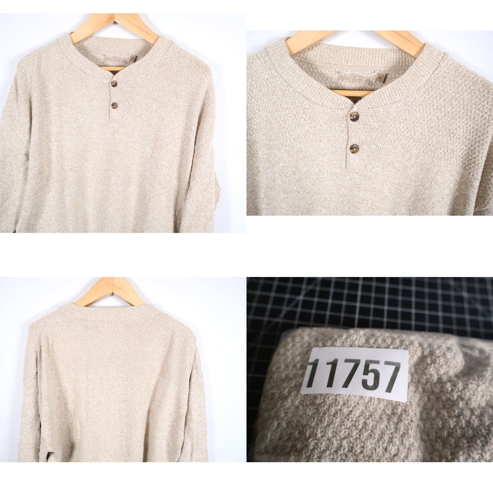 Vintage VINTAGE Henley Sweater Men's XL Beige Chunky Cotton Knit Shenandoah Preppy VTG Size US XL / EU 56 / 4 - 8 Thumbnail