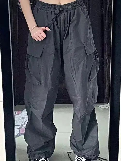 Designer Black Color Parachute Pants Women Hippie Streetwear Size 30" / US 8 / IT 44 - 4 Thumbnail