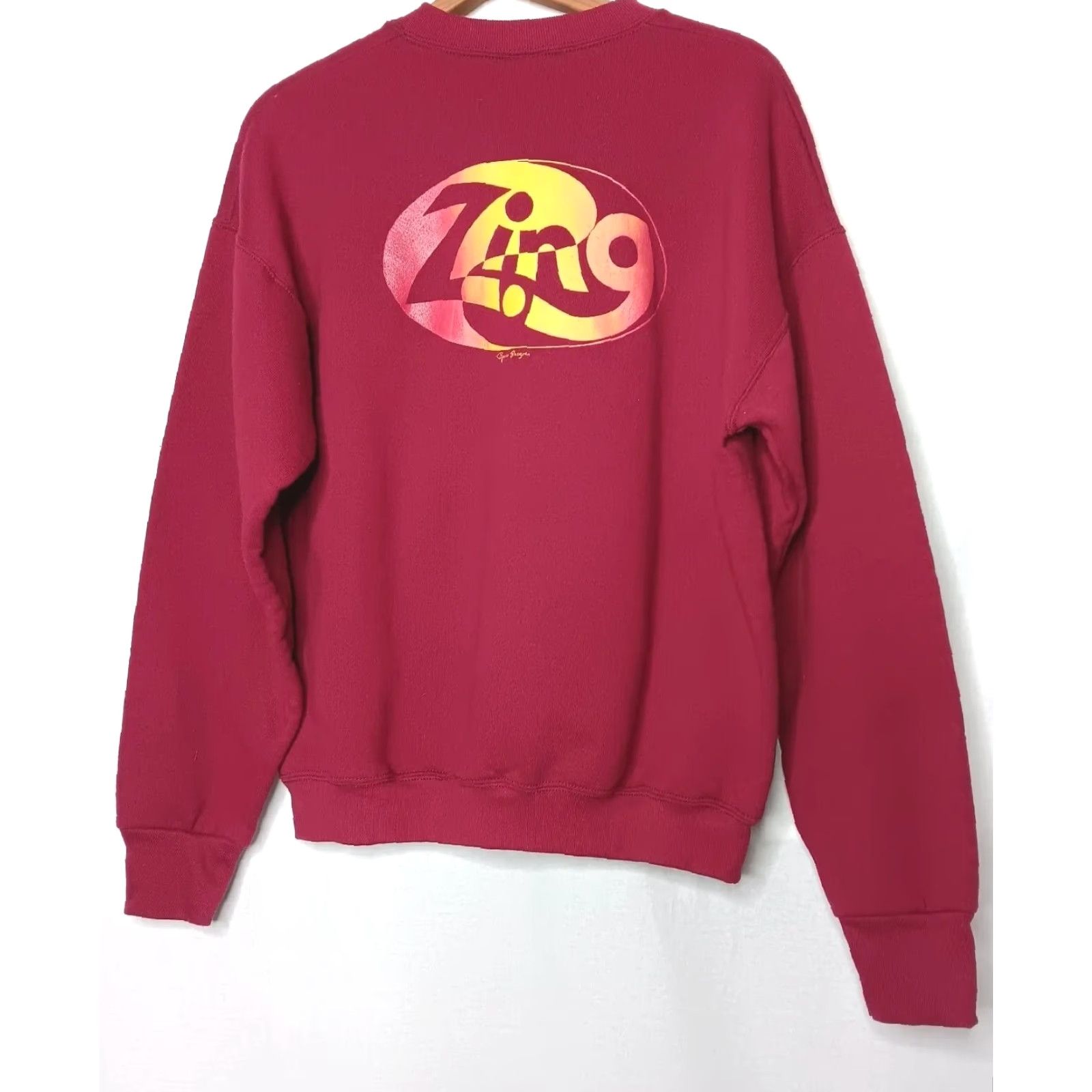 Fruit Of The Loom VINTAGE Fruit of the Loom Best Sweatshirt Maroon Crew Zing Graphic Bjorn Shogren Art Large Men L Graphic Print Art Size US L / EU 52-54 / 3 - 3 Thumbnail