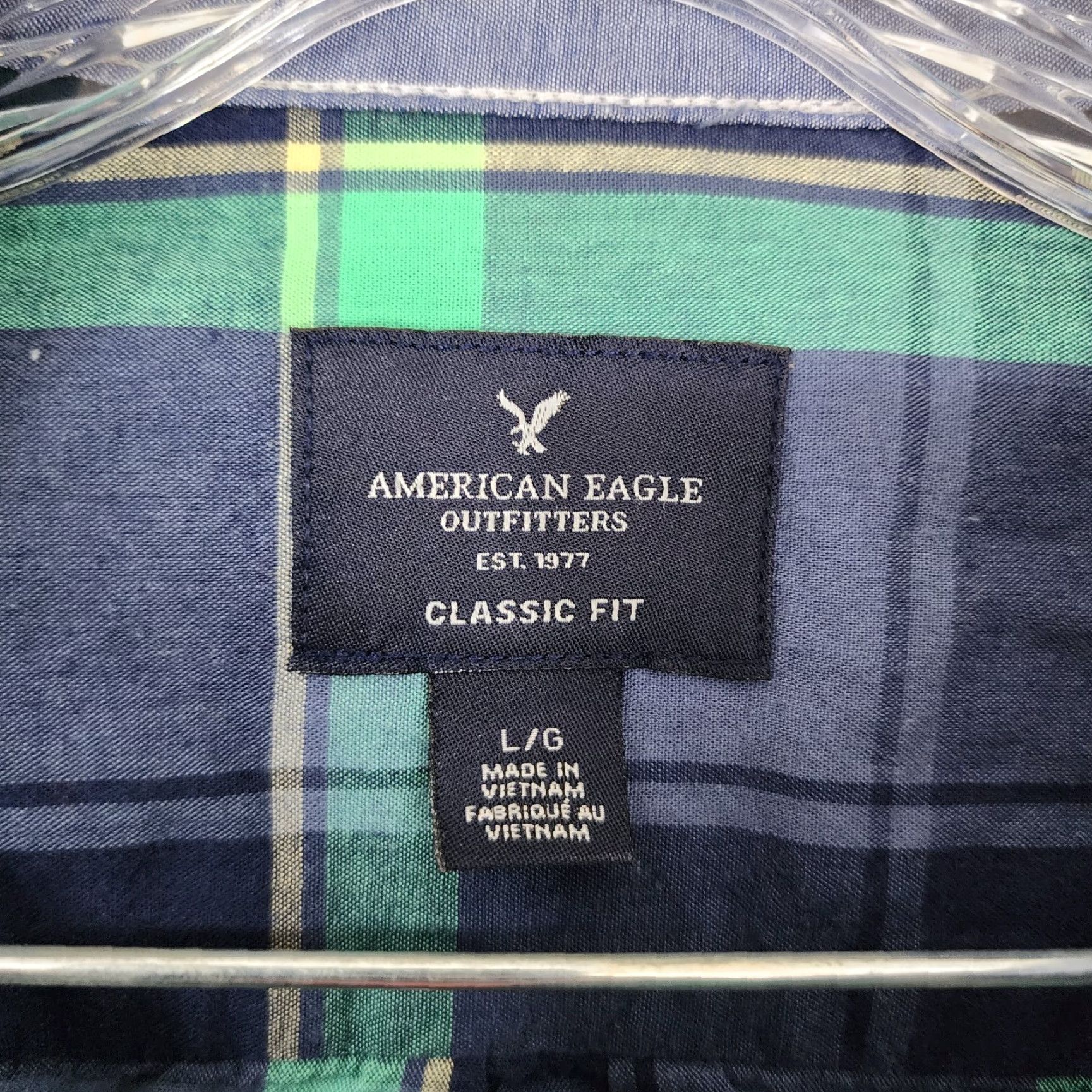 American Eagle Outfitters American Eagle Shirt Mens Large Blue Plaid Long Sleeve Button Up Classic Size US L / EU 52-54 / 3 - 4 Thumbnail