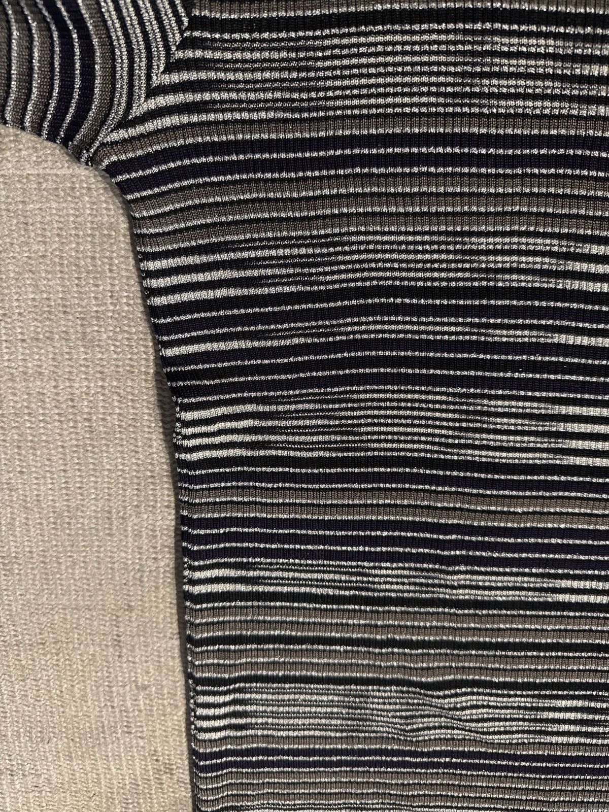 Missoni × Vintage Missoni vintage Turtleneck knit LS shirt striped silver 52 Size XXL / US 16-18 / IT 52-54 - 6 Thumbnail