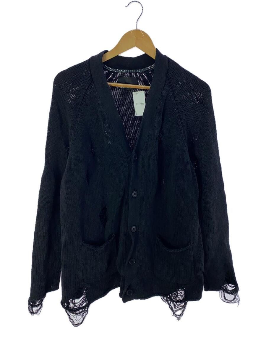 image of Number N Ine Distressed Blow Out Knit Cardigan in Black, Men's (Size Large)