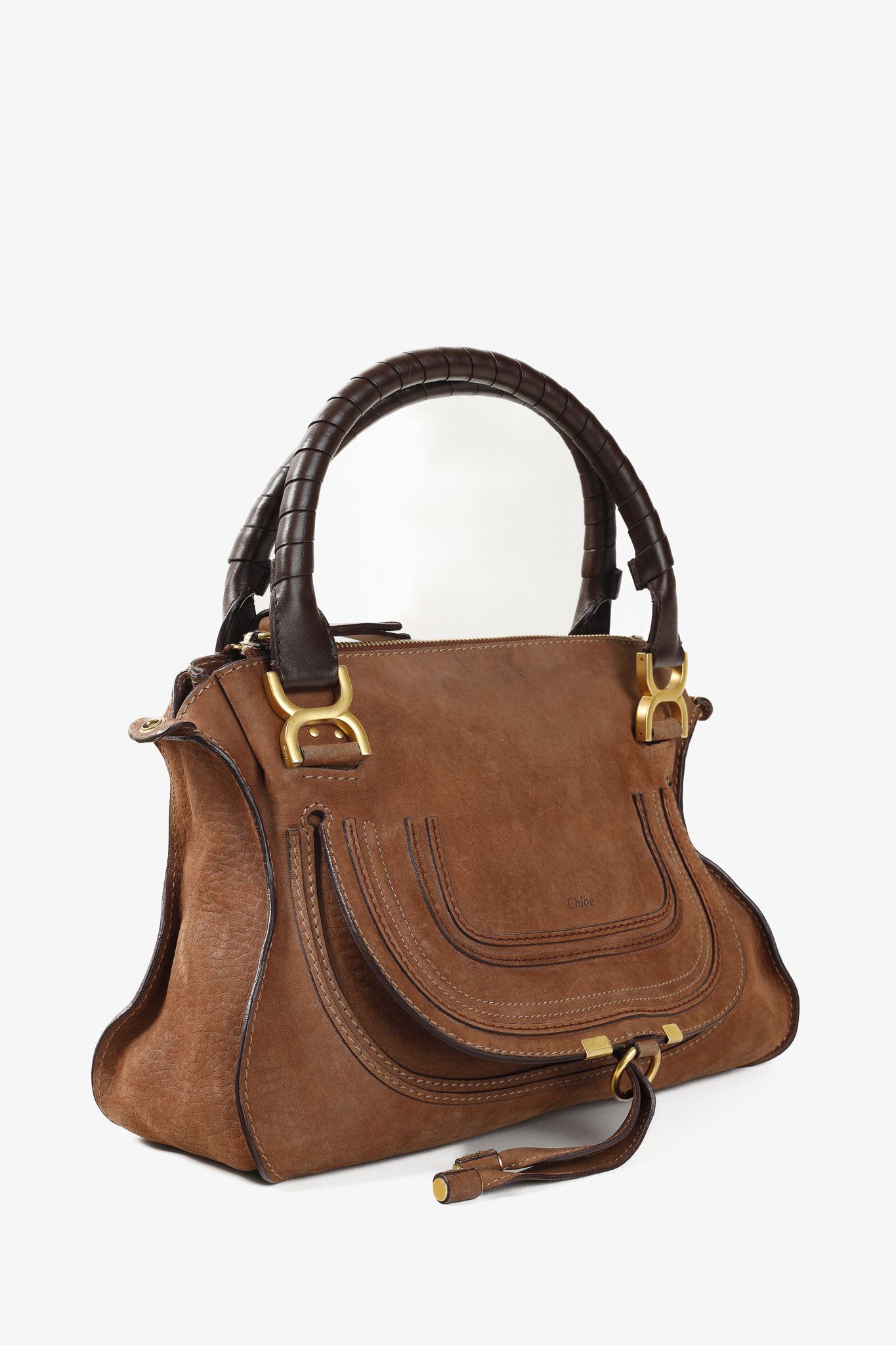 Chloe Chloe Marcie Brown Nubuck-Leather Shoulder Bag Size ONE SIZE - 2 Thumbnail