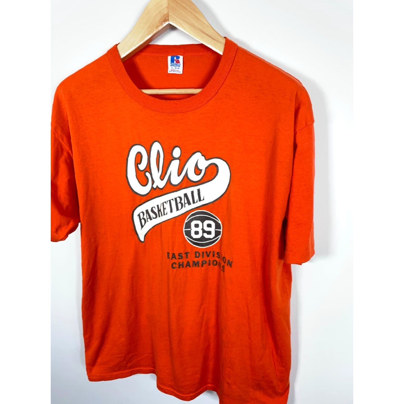 Russell Athletic VINTAGE Russell Athletic Clio Michigan Basketball T-Shirt Adult XL Orange 80s 90s City Retro Sports Men Shirt Size US XL / EU 56 / 4 - 7 Thumbnail