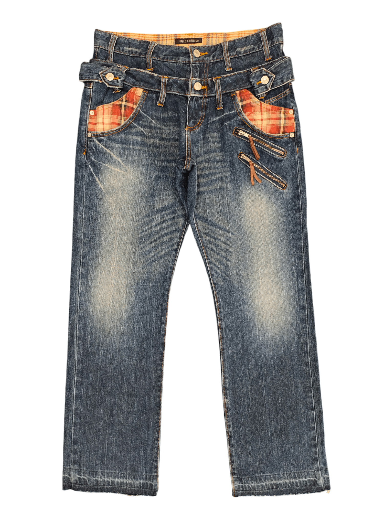 If Six Was Nine Vintage Y2k Wild Khakis Double Waist Clawmark Faded Jeans Size US 32 / EU 48 - 1 Thumbnail