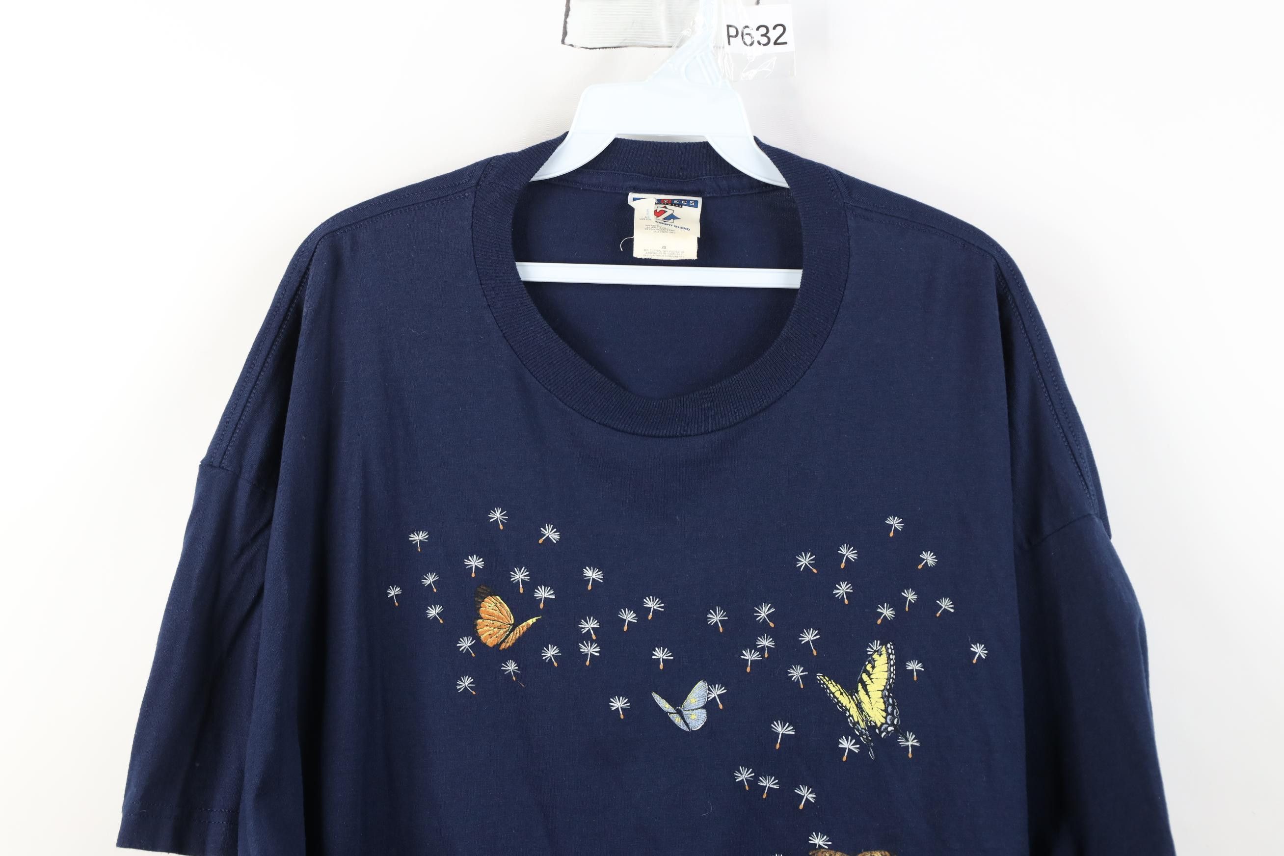 Vintage Vintage 90s Streetwear Earth Day Butterfly Dandelion T-Shirt Size XXL / US 16-18 / IT 52-54 - 2 Thumbnail