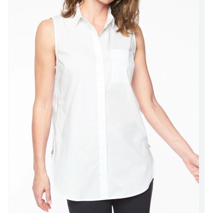 Athleta Athleta Tunic Button Down Shirt Small Bright White Hayes Wom Size S / US 4 / IT 40 - 1 Thumbnail