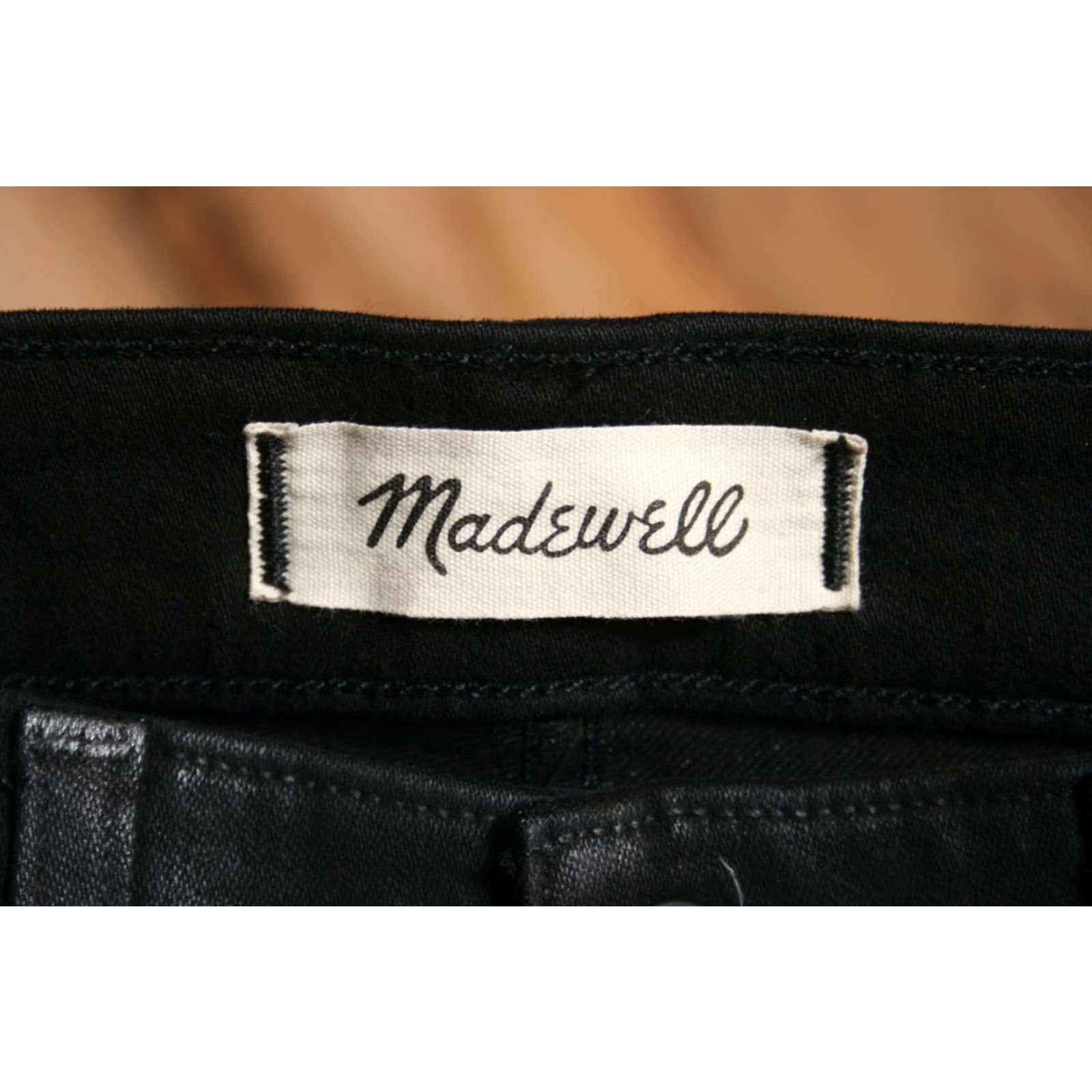 Madewell MADEWELL Mid-Rise Kick Out Black Stretch Wax Coated Bootcut Ankle Jeans Sz. 25 Womens Size 42" / US 20 - 7 Thumbnail