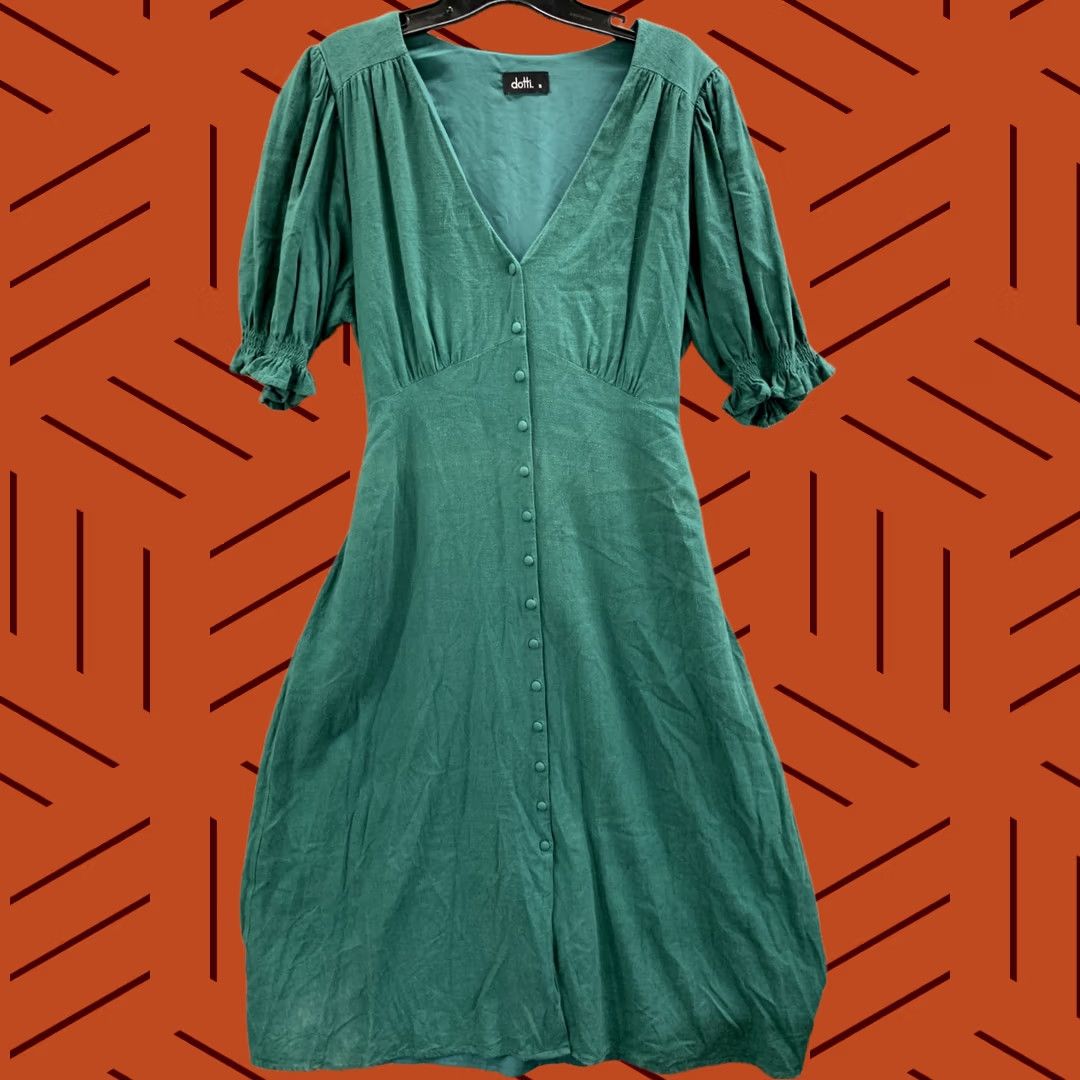 dotti green dress Vintage Maxi Womens Size 16 Liberty Collection
