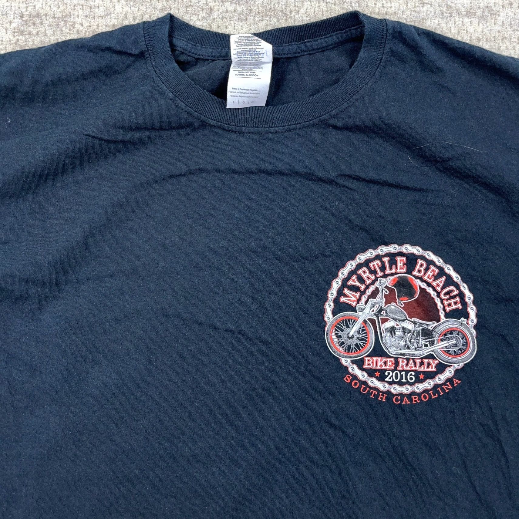Gildan VINTAGE Bike Week Shirt Men Large Black Gildan Crew Neck Graphic Print 80s 90s USA Motorcycle Tattoo Logo Long-Lasting Size US L / EU 52-54 / 3 - 4 Thumbnail