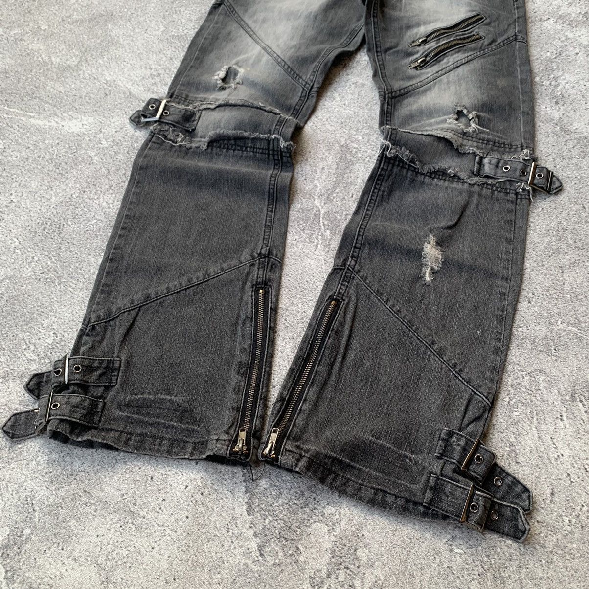 If Six Was Nine Black Baccara Multizipper Distressed bondage Flare Jeans Size US 30 / EU 46 - 3 Thumbnail