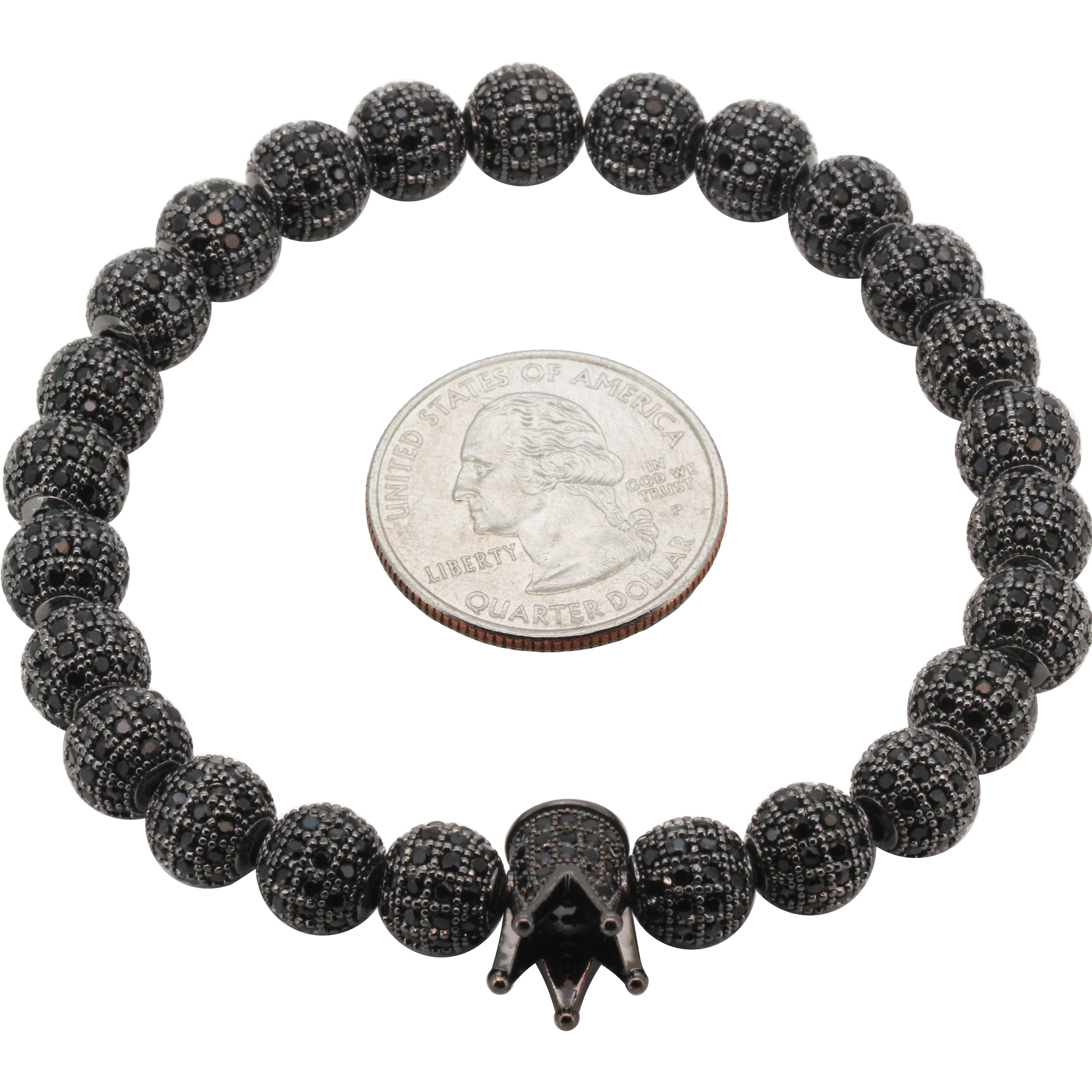 Other Black AAA CZ 8mm Disco Ball Crown Stretch Bracelet 8" Size ONE SIZE - 1 Preview