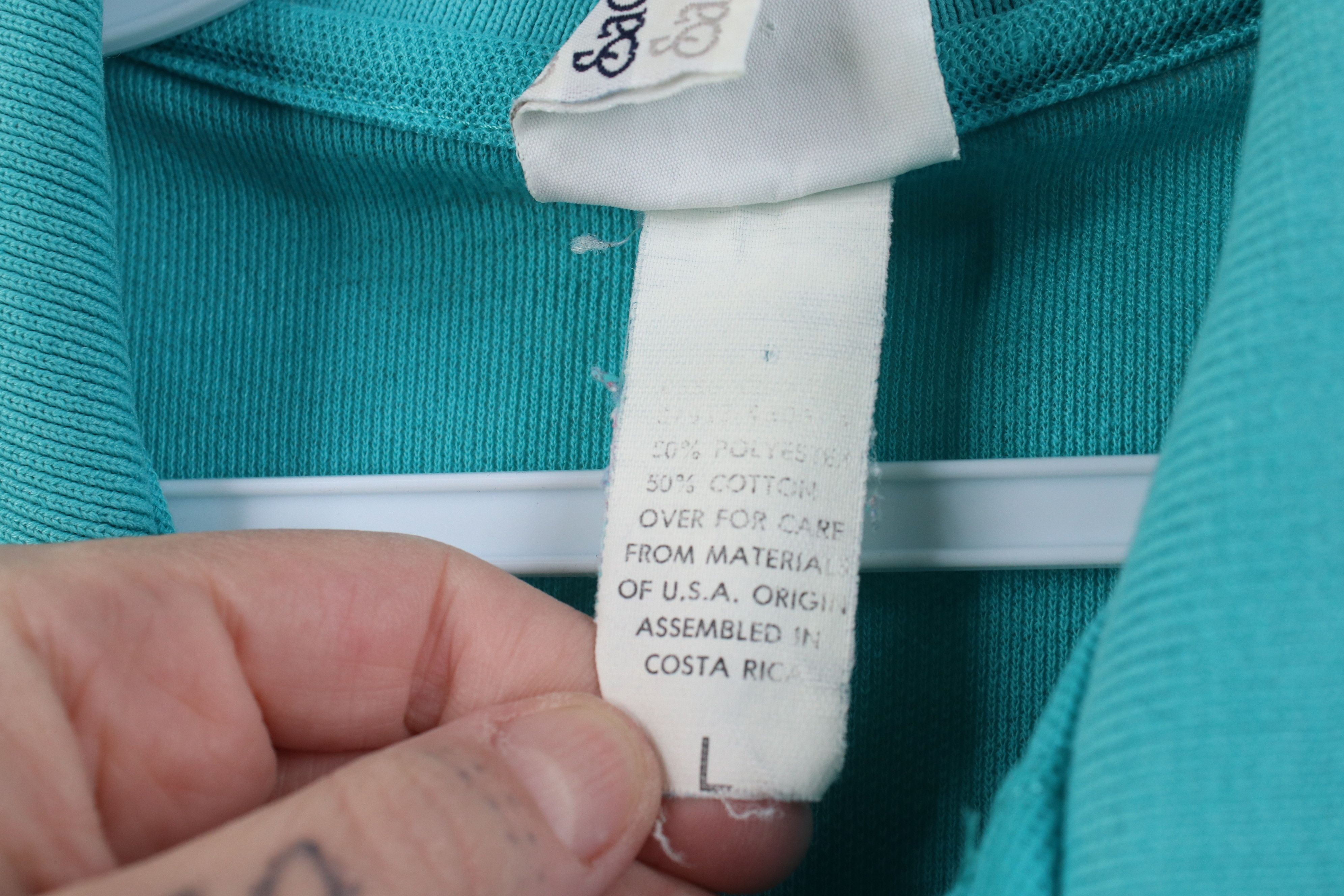 Vintage Vintage 70s 80s Streetwear Blank Knit Golf Polo Shirt Teal Size US L / EU 52-54 / 3 - 8 Thumbnail