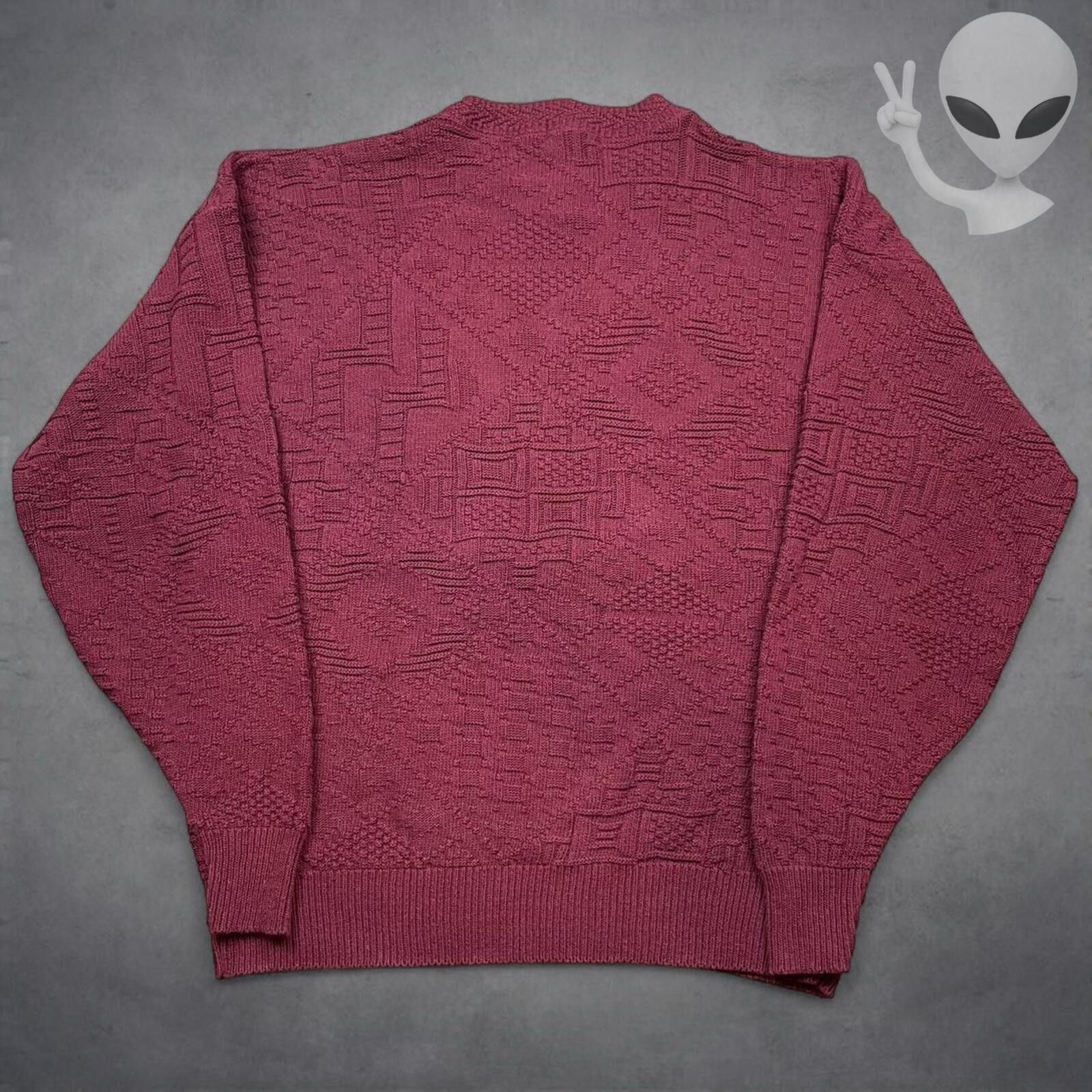 Other Knit Sweater XL Burgundy Textured 80s Hand Framed USA Size US XL / EU 56 / 4 - 4 Thumbnail