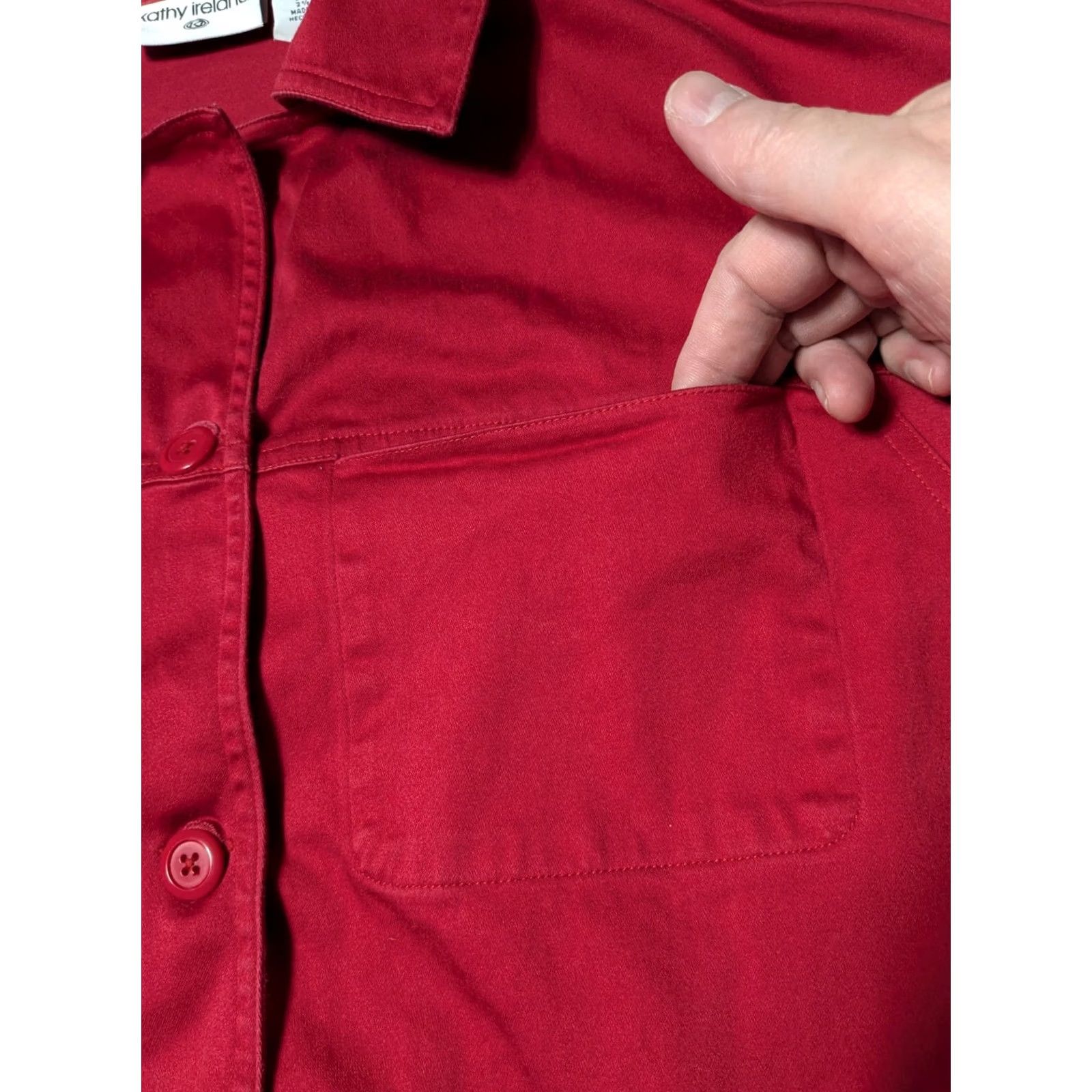 Vintage KATHY IRELAND Red Cotton Stretch Button-Up Jacket Women XL Size XL / US 12-14 / IT 48-50 - 6 Thumbnail