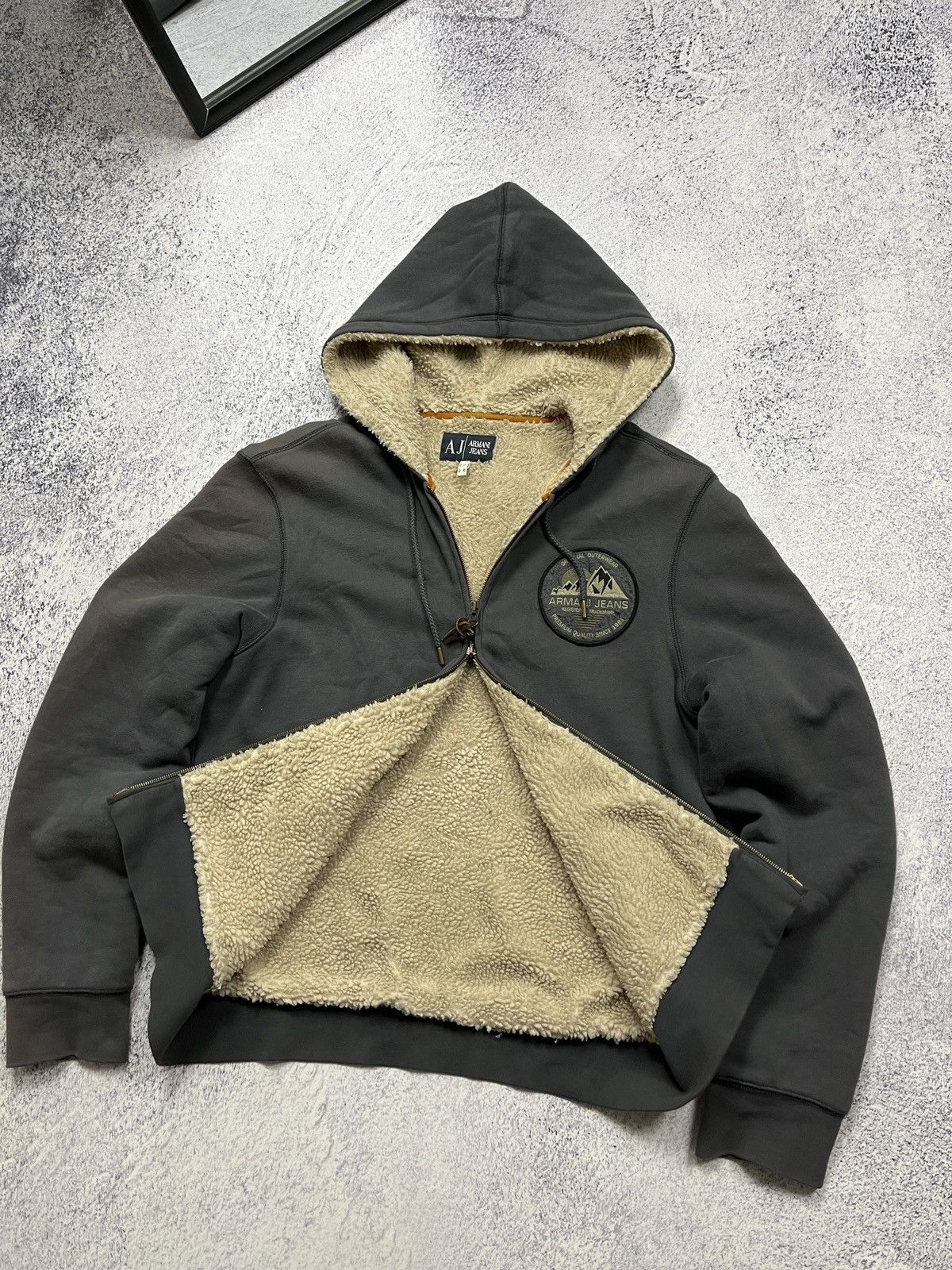 Giorgio Armani × Japanese Brand Armani Jeans Faded Japanese Fur Zip Hoodie Sherpa Jacket Size US M / EU 48-50 / 2 - 10 Thumbnail