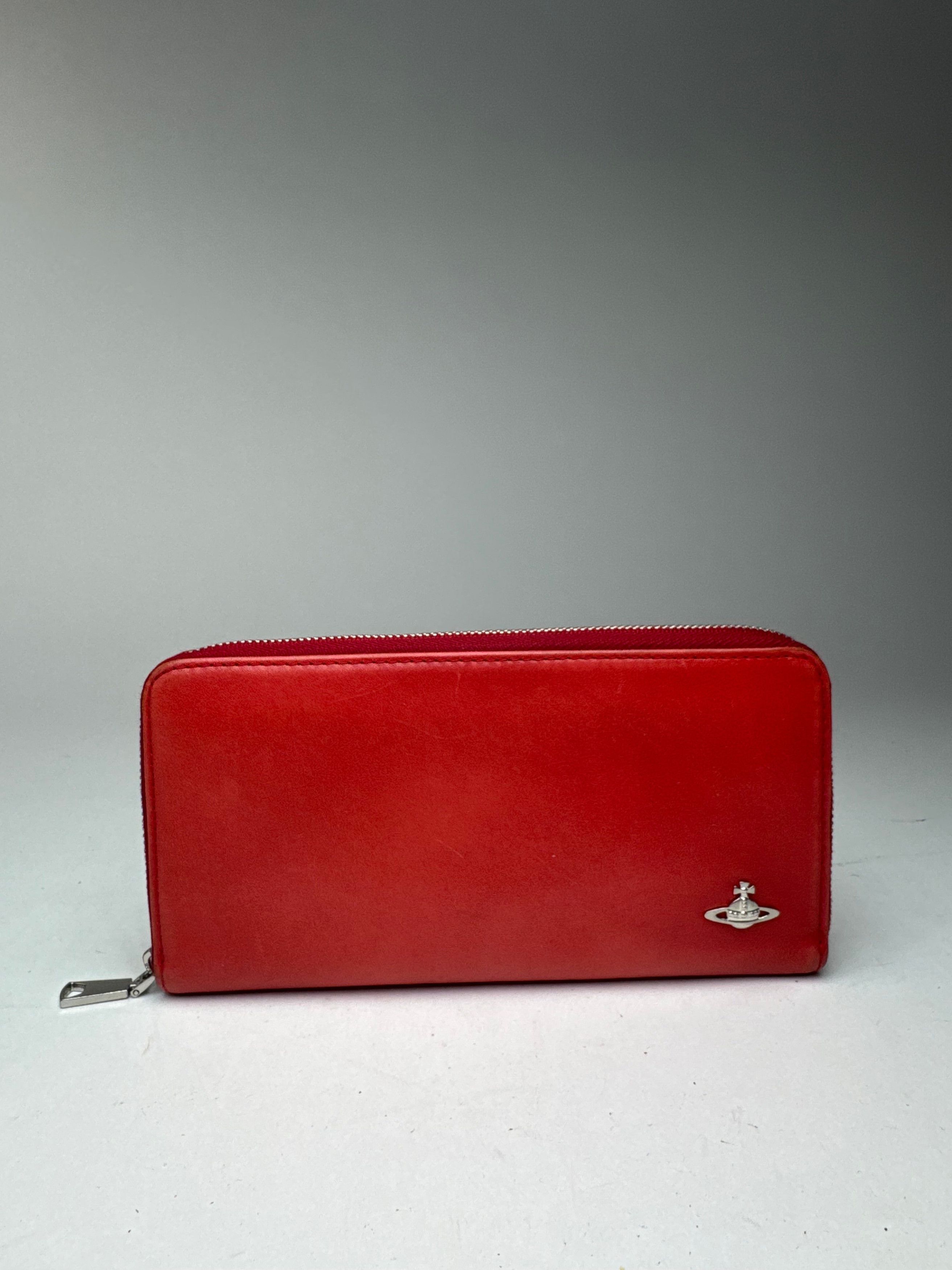 Vintage leather wallet red