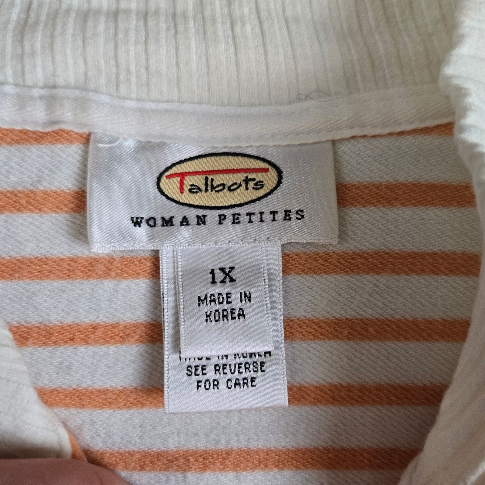 Vintage Vintage Peach Striped Full Zip Sweater Size 1X Size XL / US 12-14 / IT 48-50 - 5 Thumbnail