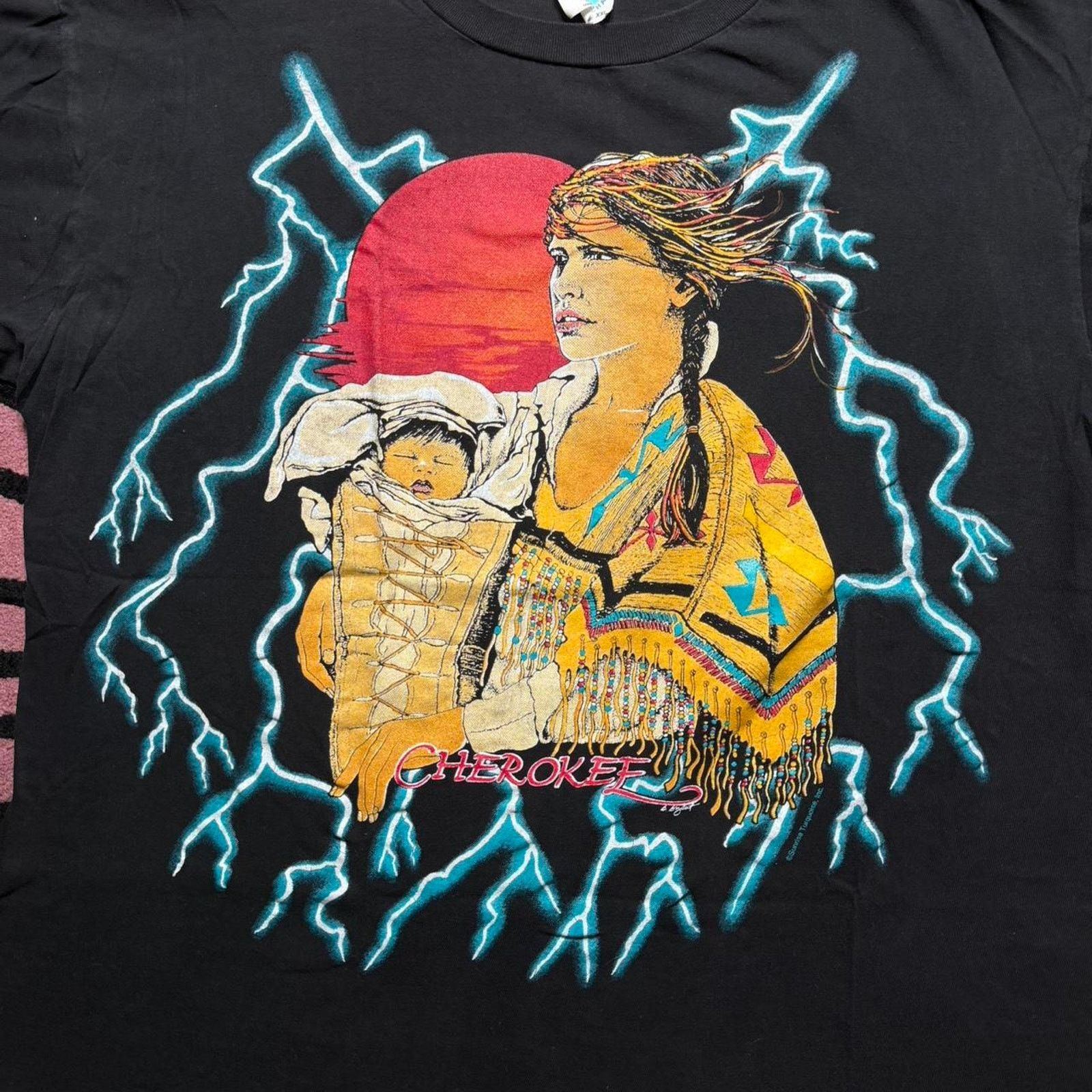 Vintage Vtg 90’s American Thunder Cherokee Indian Lightning T-shirt Size US XXL / EU 58 / 5 - 2 Thumbnail