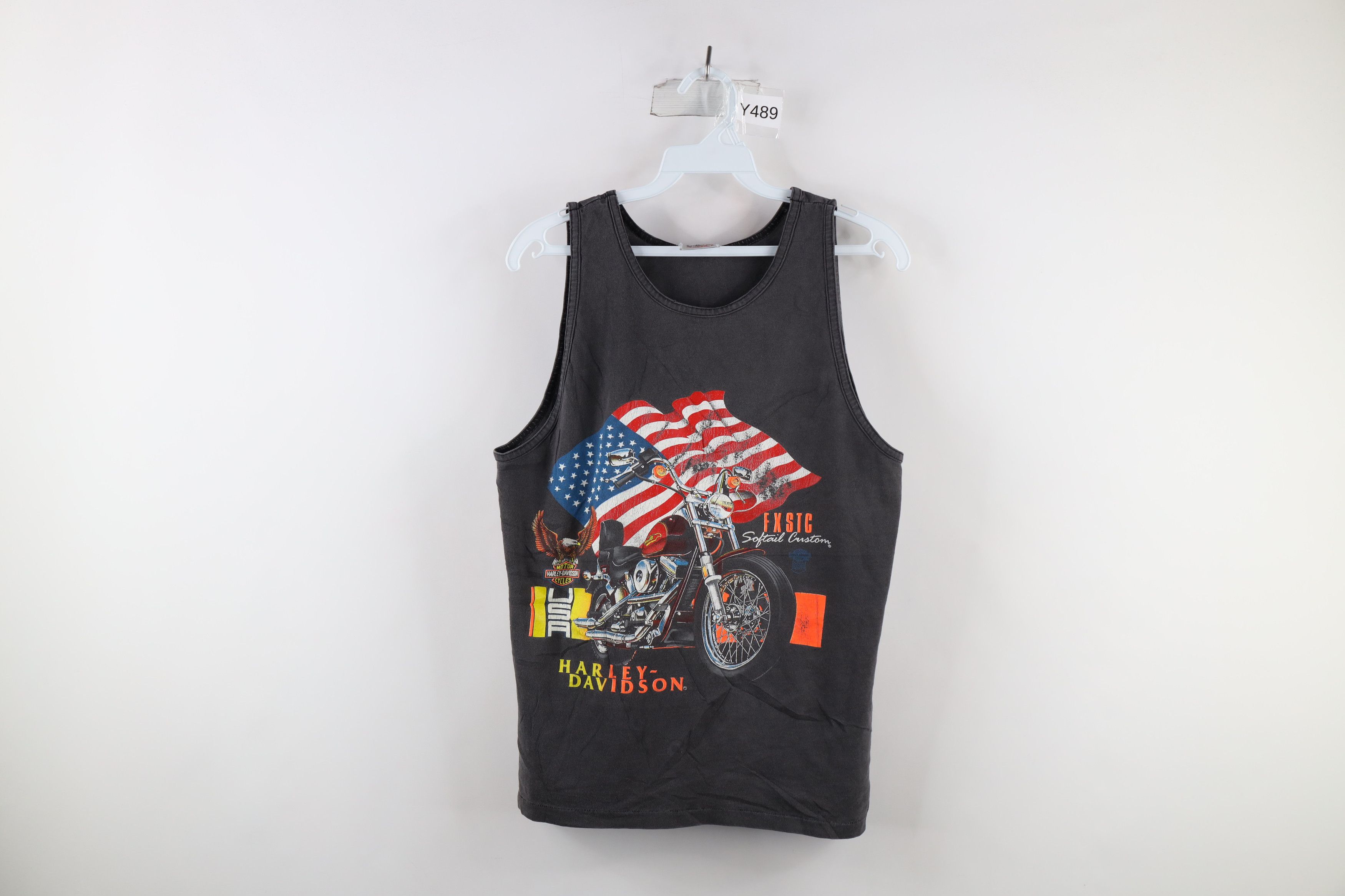 image of 90's Harley Davidson Tank Top T-Shirt Black Usa, Men's (Size Medium)