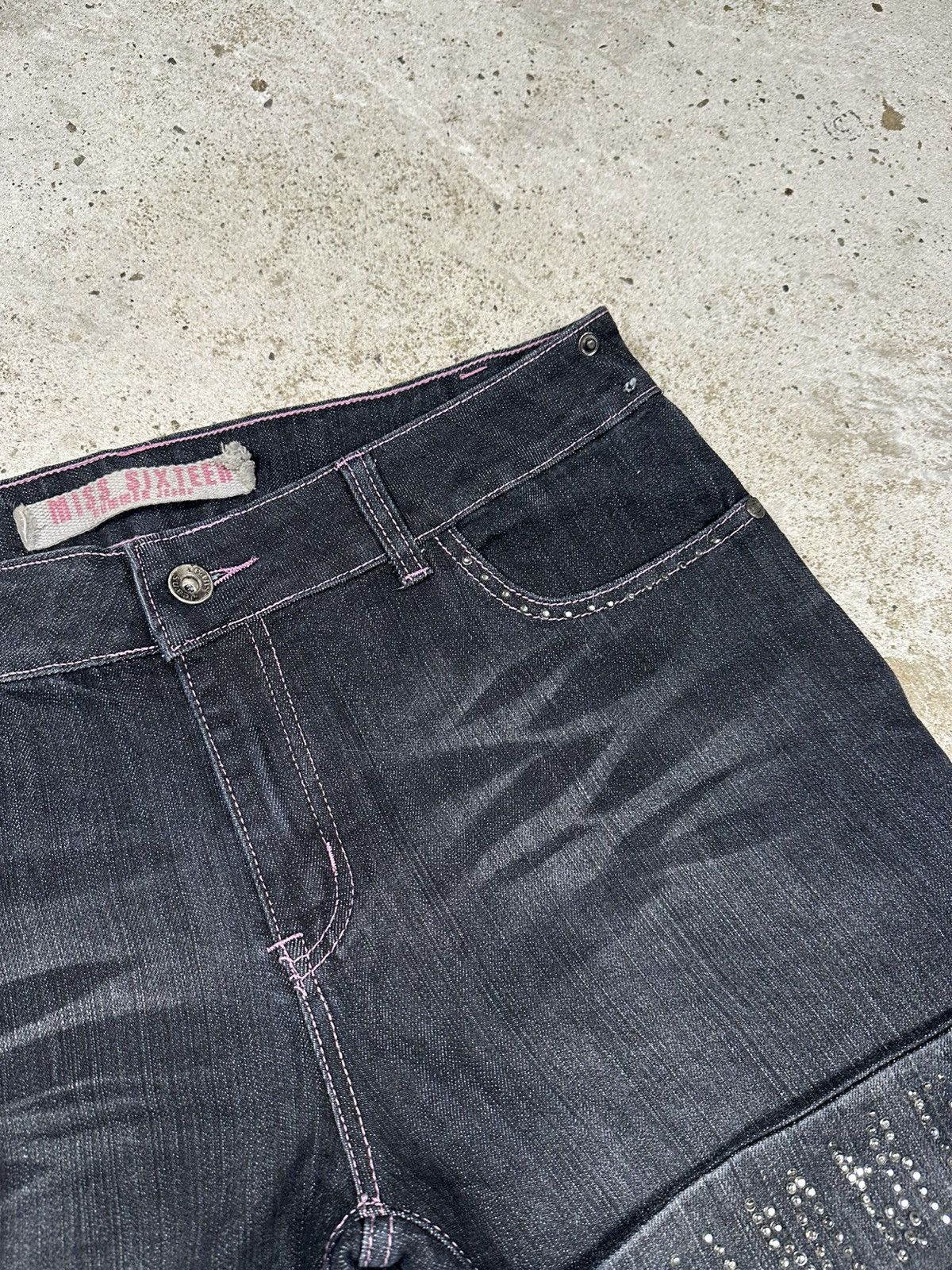 If Six Was Nine Vintage Y2K Baggy Rhinestones Jeans Denim Jorts Shorts Size US 34 / EU 50 - 9 Thumbnail