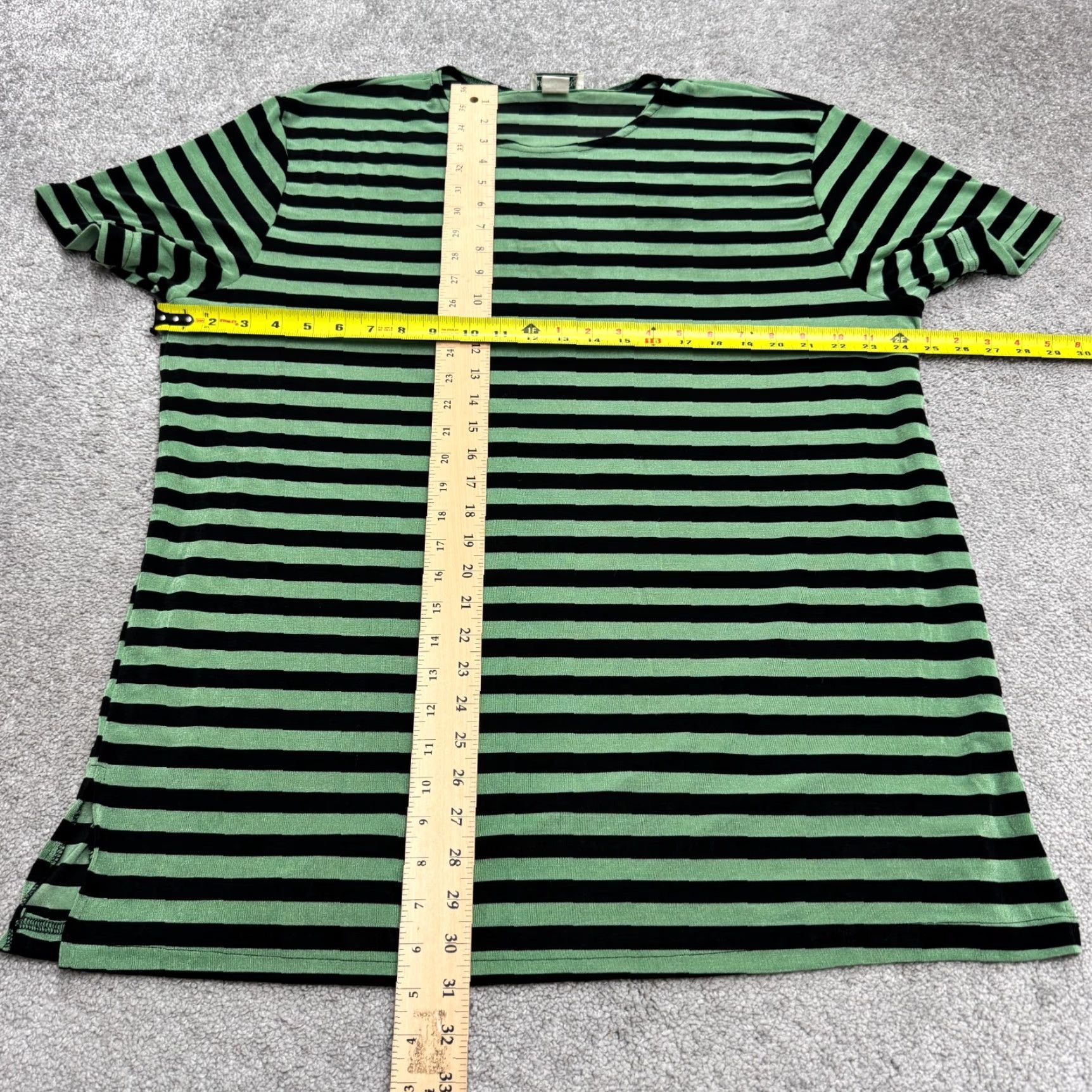 Vintage VINTAGE Frazier Lawrence T-Shirt Womens 2XL Green Black Striped Crew Tee 90s Casual Shirt Womens Size XXL / US 16-18 / IT 52-54 - 5 Thumbnail