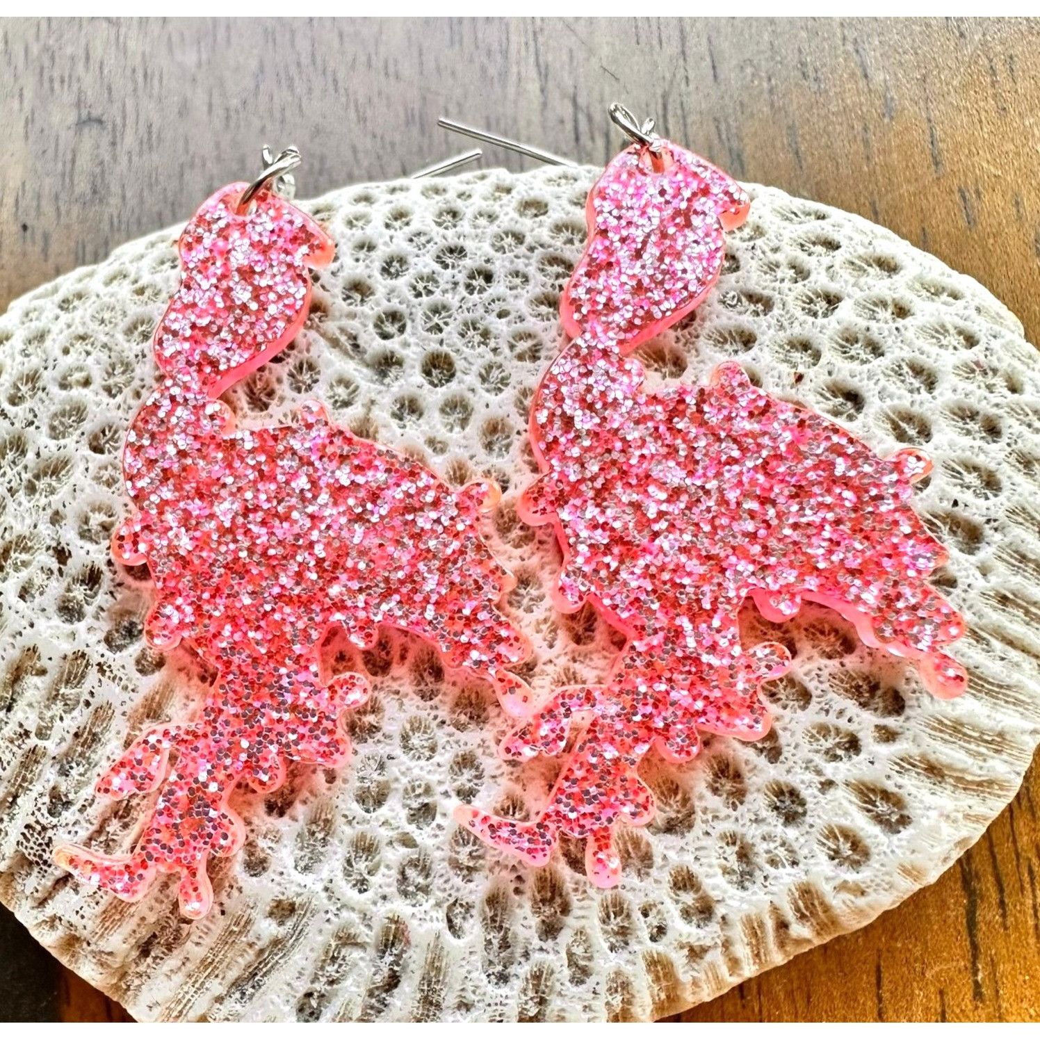 Handmade Christmas Flamingo Earrings New Santa Hat Holiday Lights Gli Size ONE SIZE - 12 Thumbnail