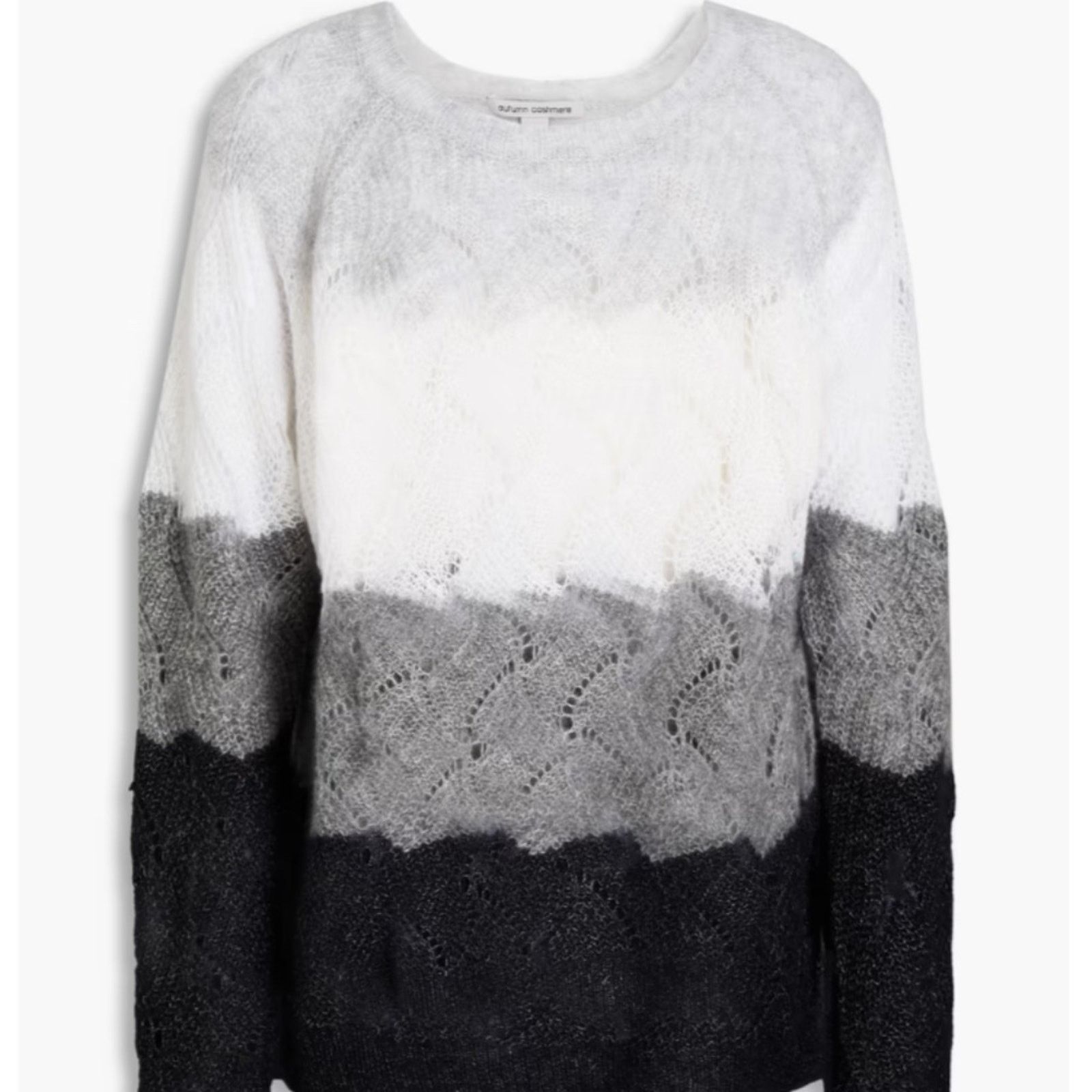 Autumn Cashmere Striped Wave Stitch Cashmere/Silk Sweater - AUTUMN CASHMERE Size L / US 10 / IT 46 - 3 Thumbnail