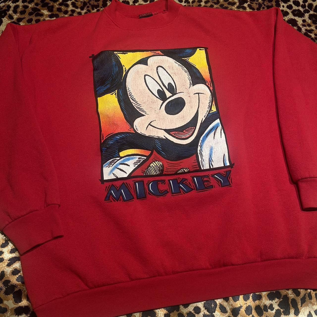 Disney × Vintage Vintage Mickey Mouse Mickey Disney Red Crewneck Sweatshirt Size US XL / EU 56 / 4 - 2 Thumbnail